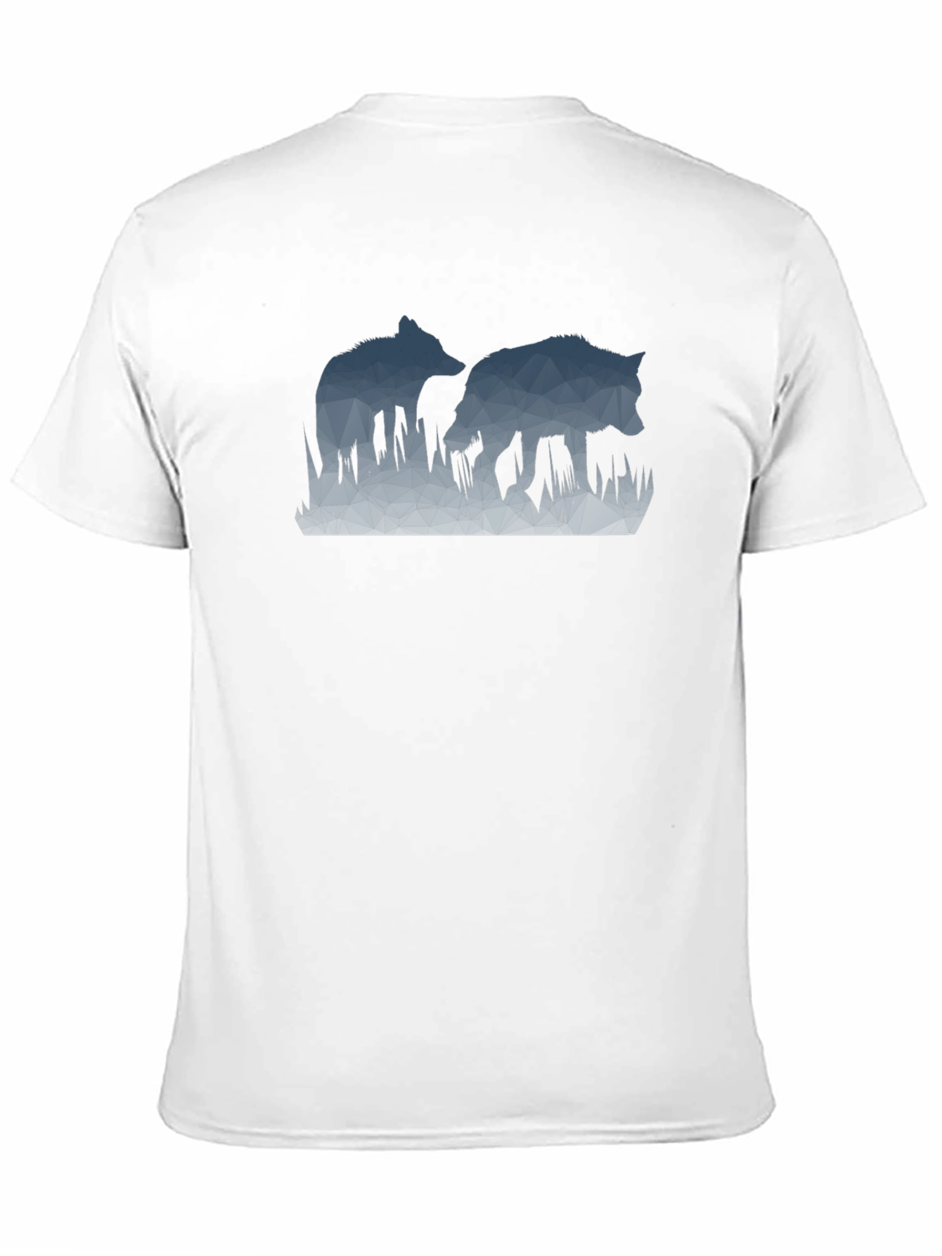 Black Geometric Wolves Graphic Black T-Shirt view 11