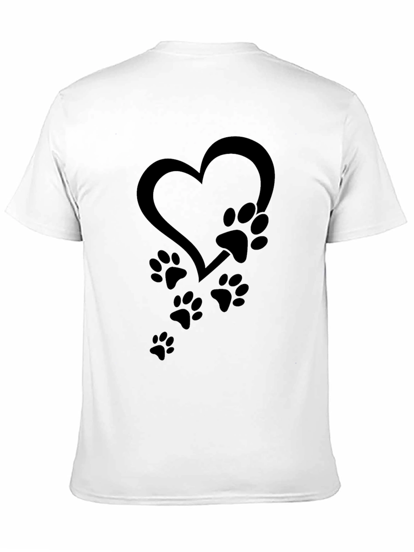 Black Heart Paw Print Graphic Tee - Unisex Black T-Shirt view 11