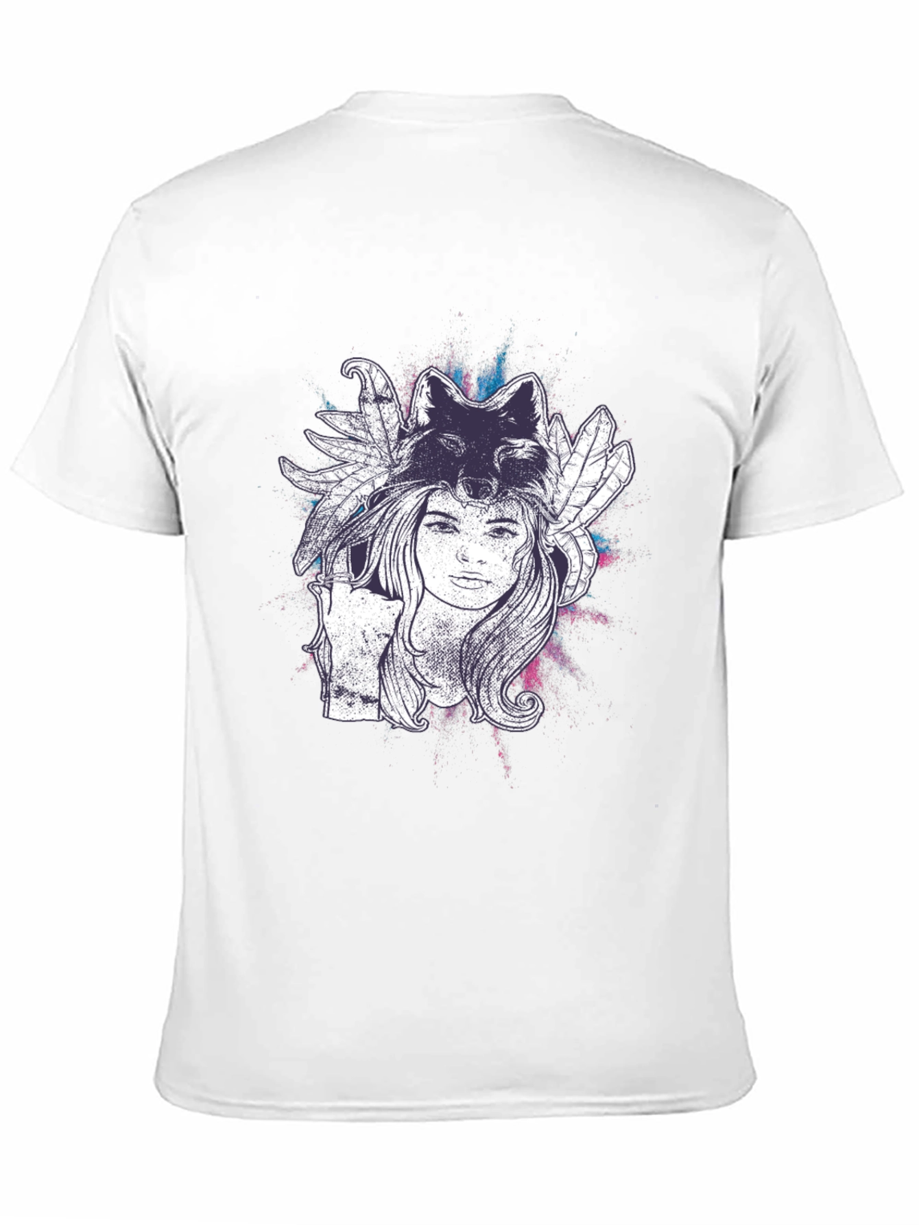 Black Wolf Spirit Graphic Tee - Black Cotton T-Shirt view 11