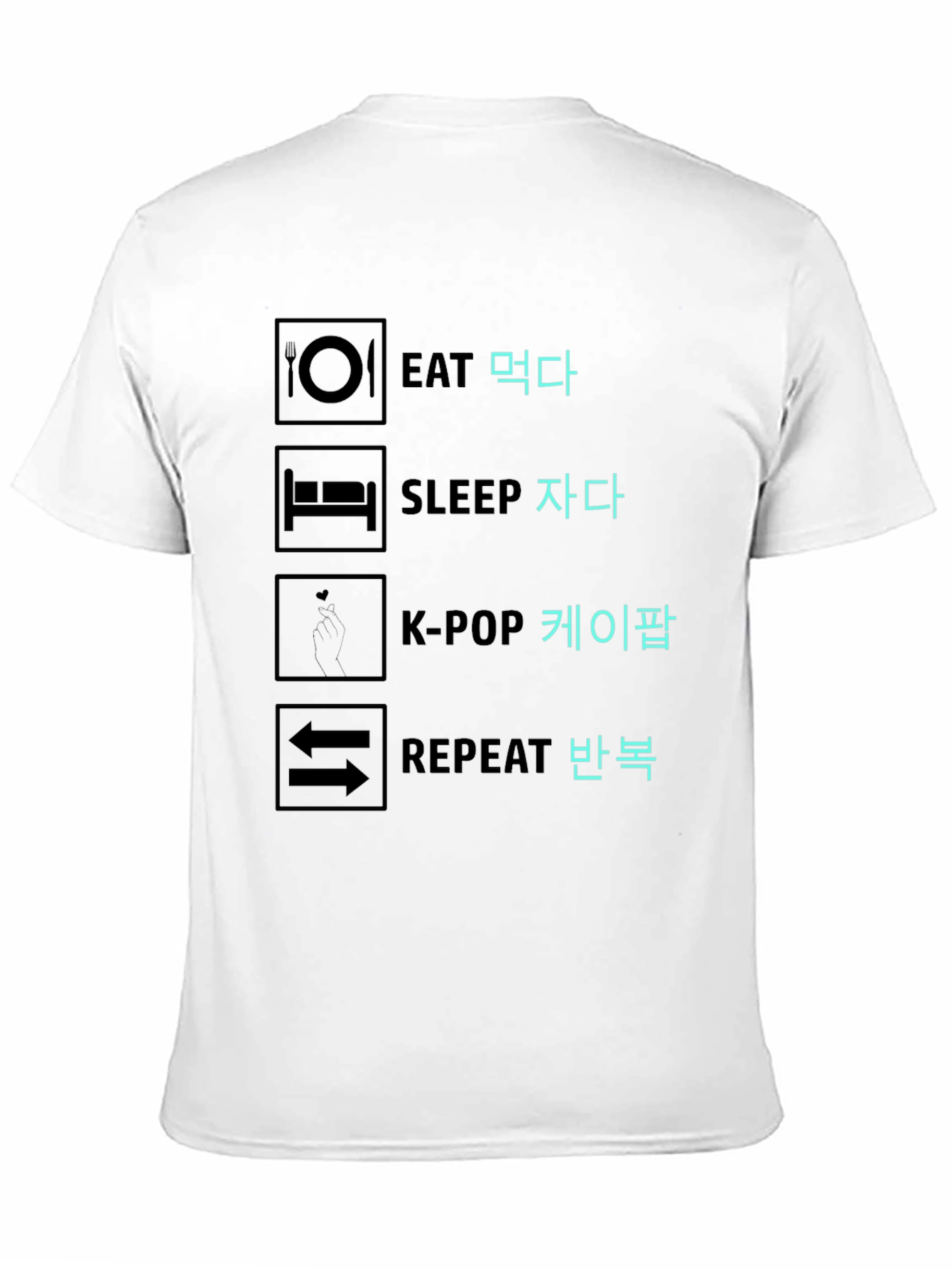 Black Eat Sleep K-Pop Repeat Graphic Tee view 11