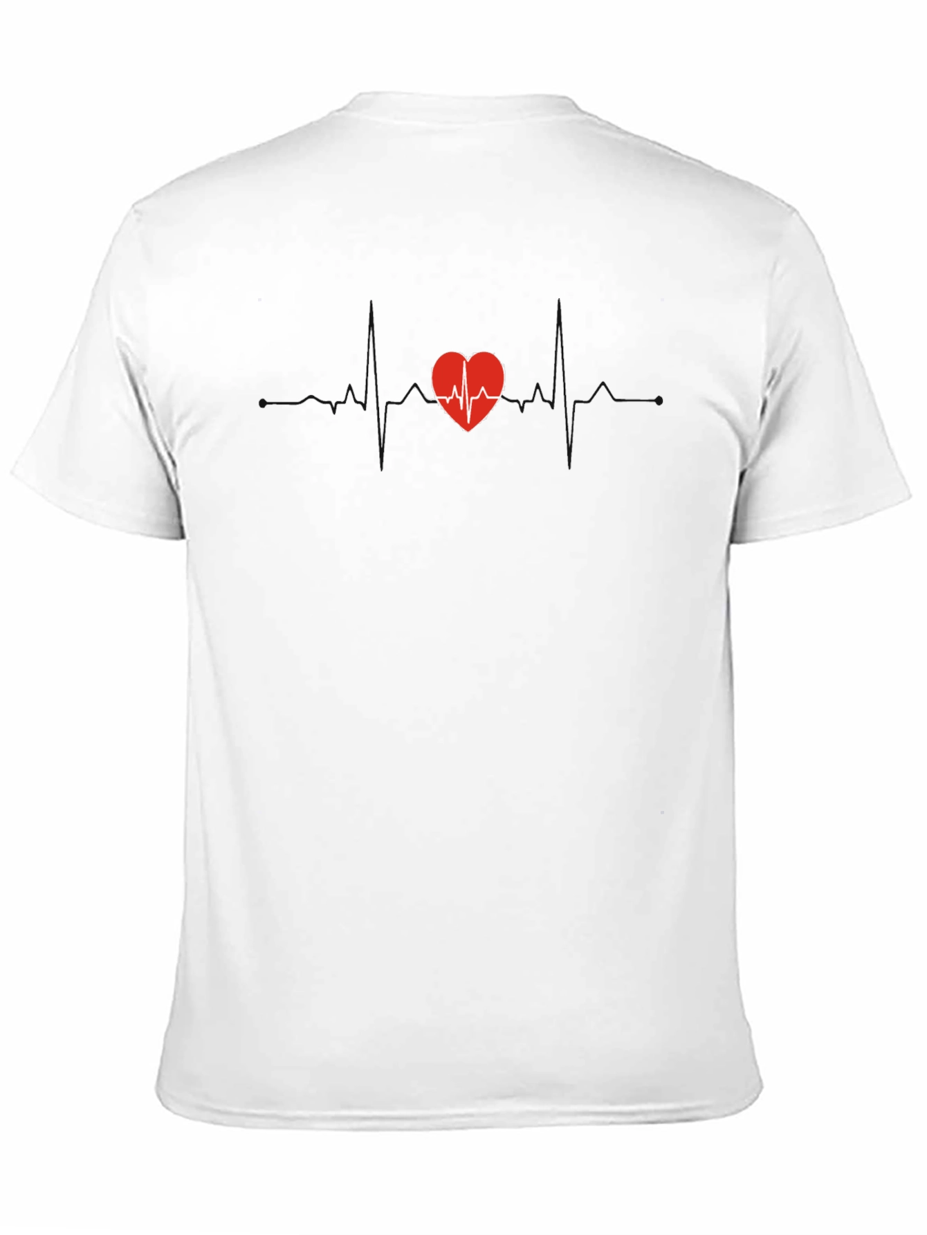 Black Heartbeat Heart T-Shirt - Black Cotton Tee view 11