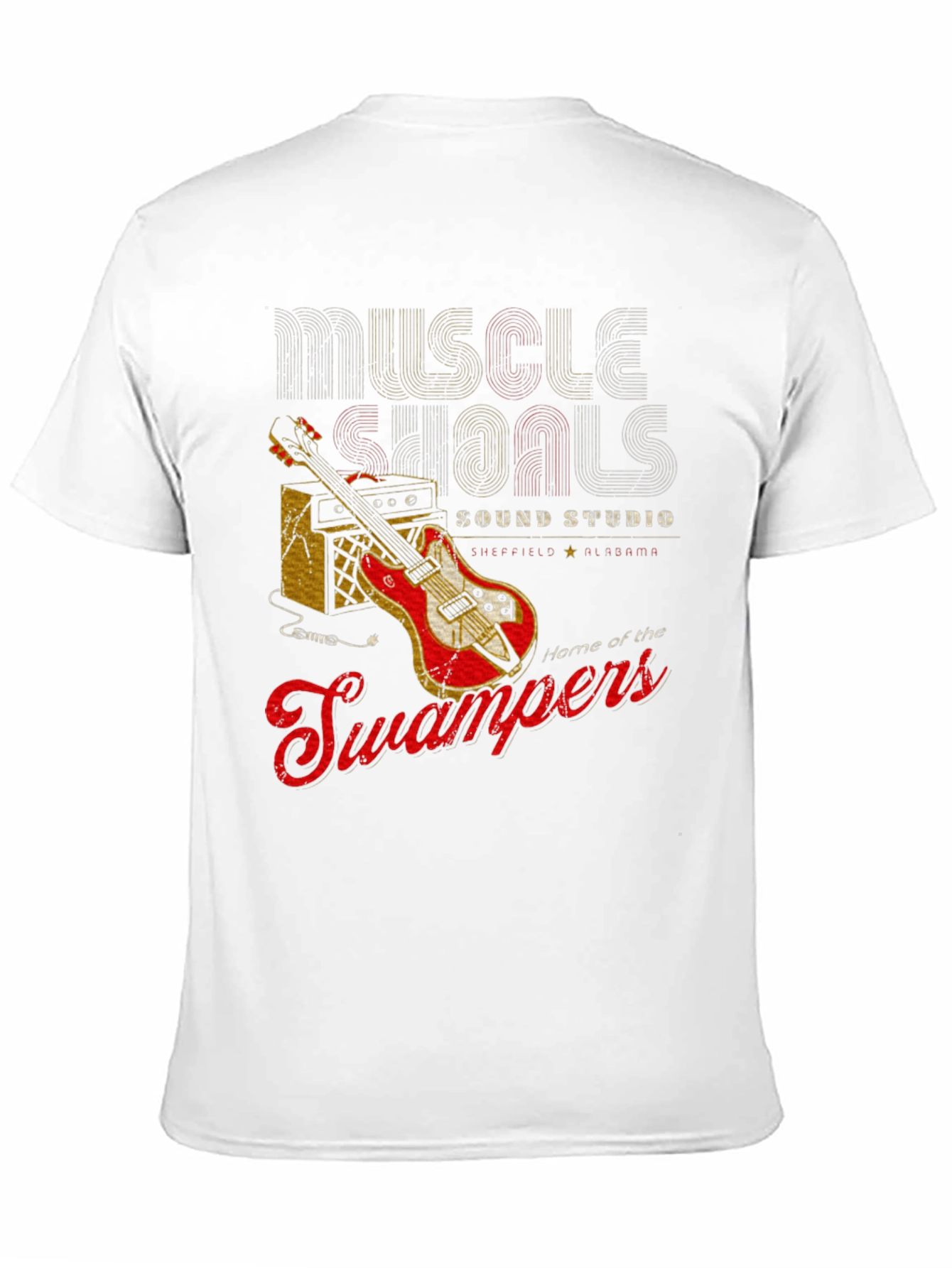 Black Muscle Shoals Sound Studio Guitar Graphic T-Shirt view 11