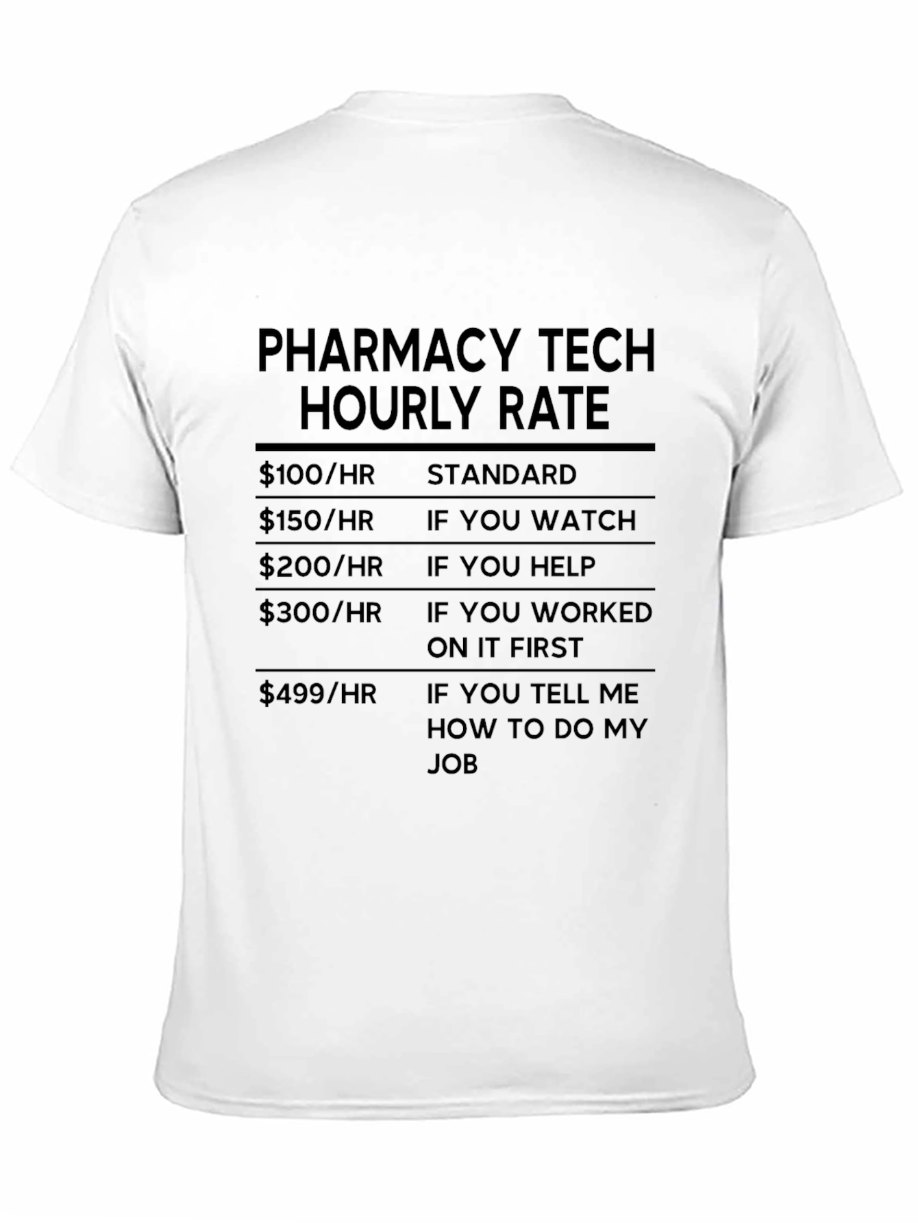 Black Pharmacy Tech Hourly Rate T-Shirt view 11