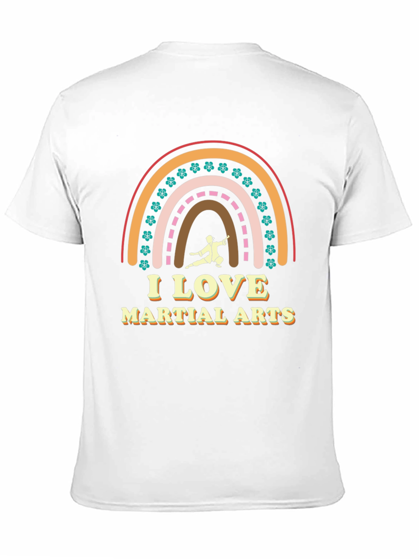 Black I Love Martial Arts Rainbow Graphic T-Shirt view 11