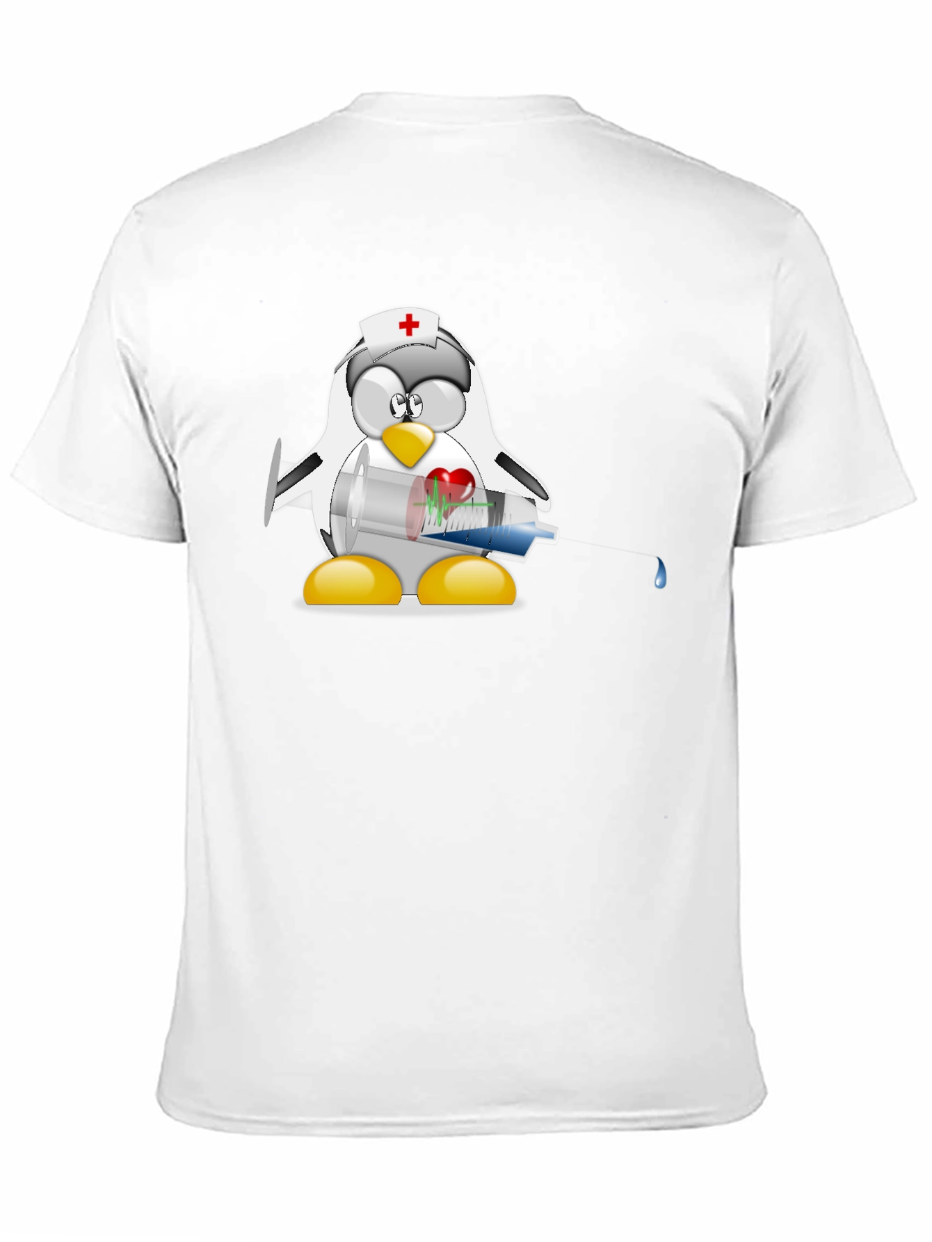 Black Nurse Penguin T-Shirt - Black Cotton Tee view 11