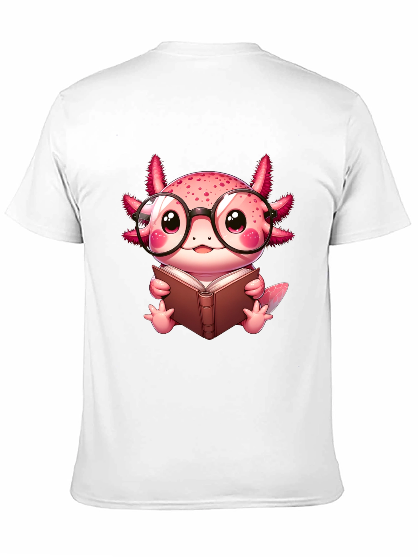 Black Axolotl Reader T-Shirt - Cute Nerdy Axolotl Reading Book Tee view 11