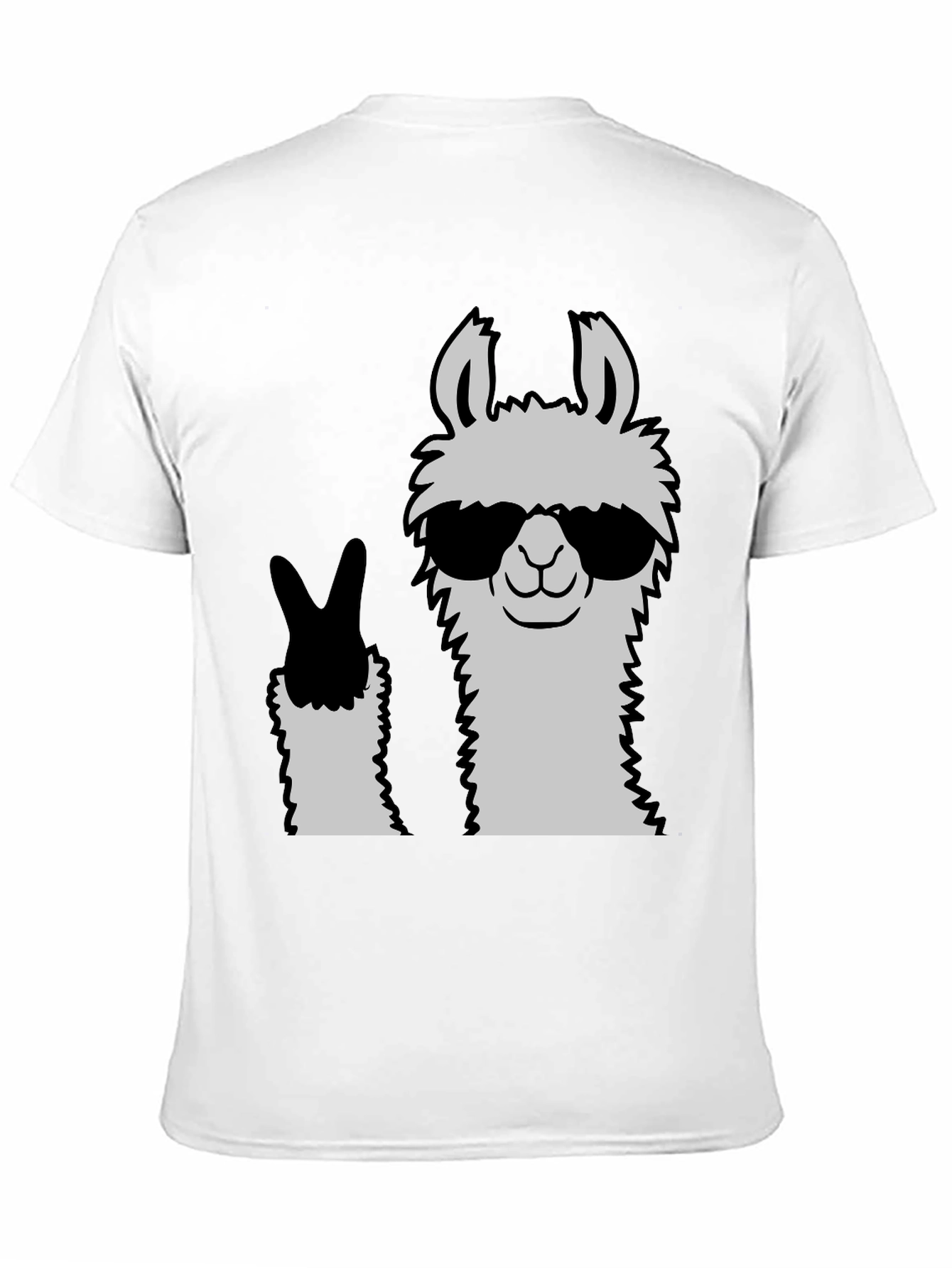 Black Cool Llama Peace Sign Black T-Shirt view 11