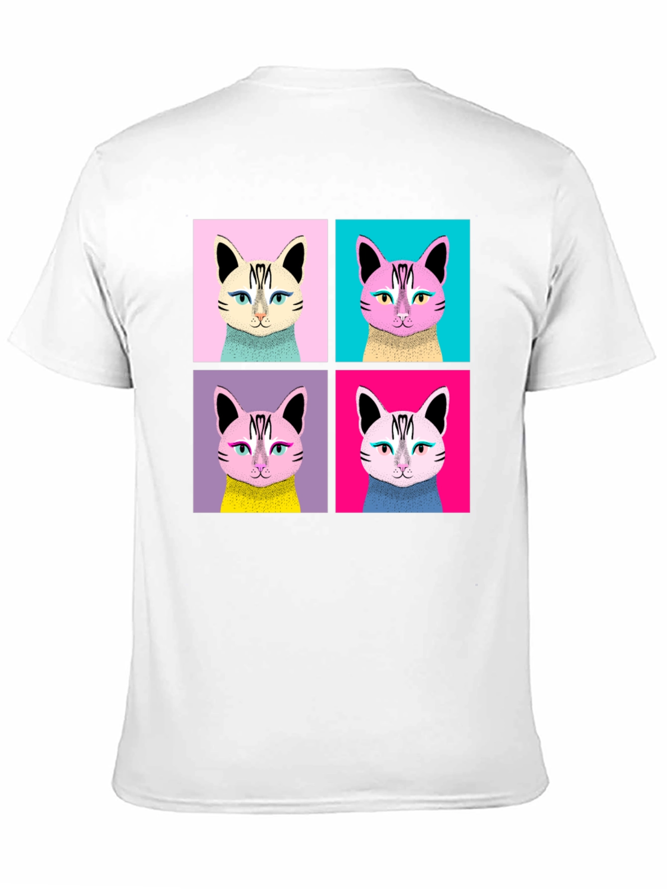 Black Pop Art Cat Graphic Black T-Shirt view 11