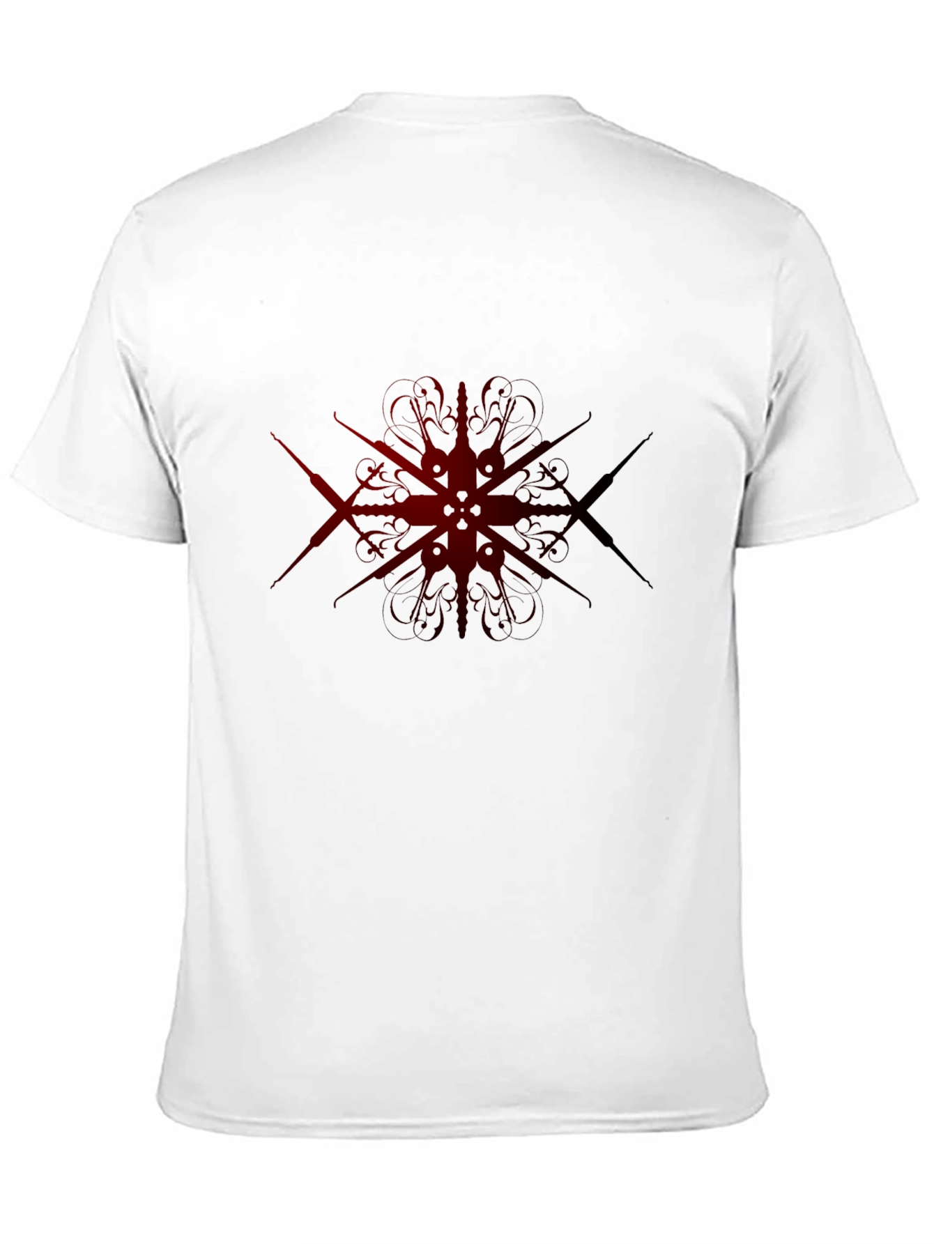 Black Dark Red Geometric Design Black T-Shirt view 11