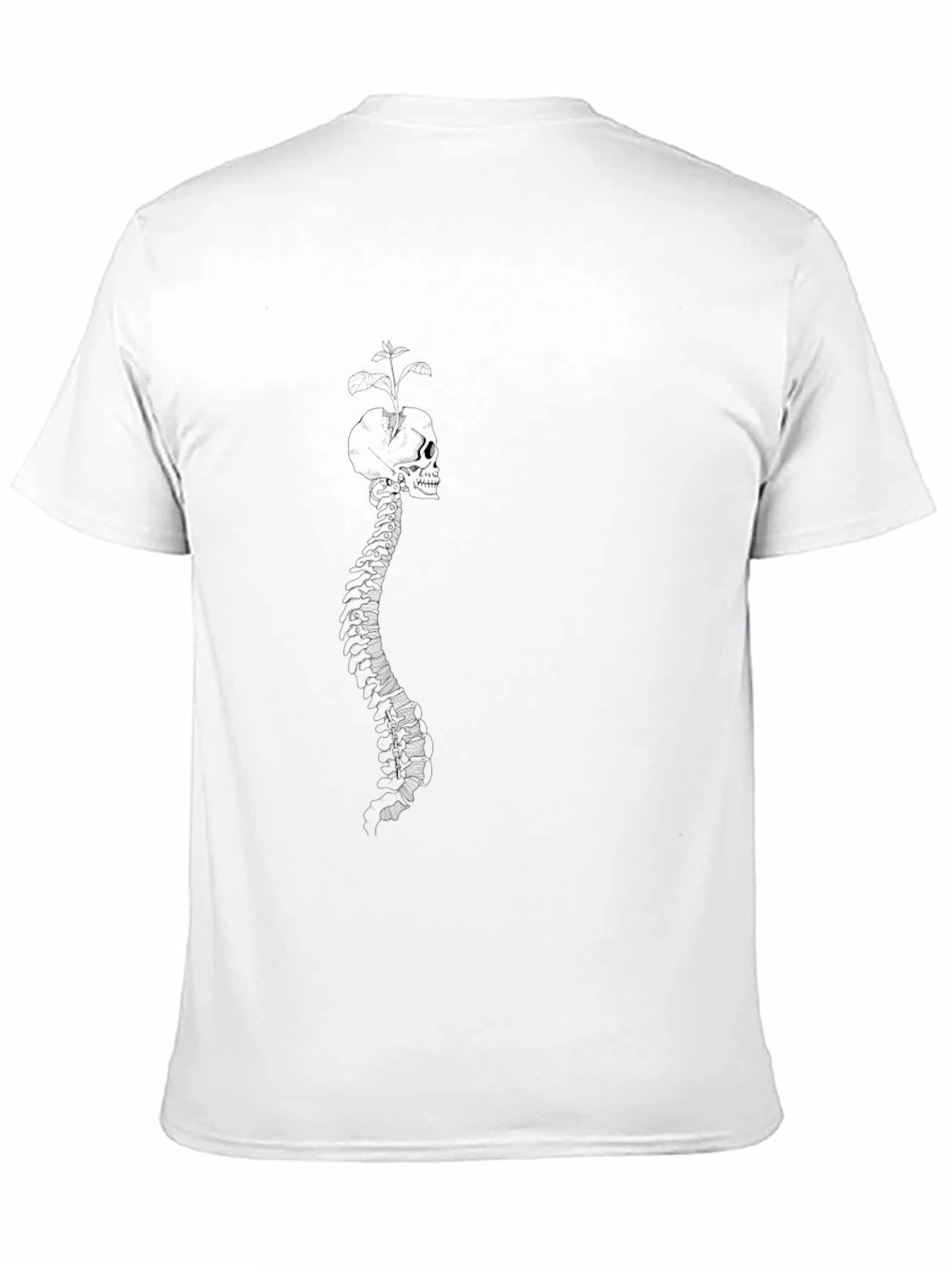 Black Spine Skull Plant Graphic Tee - Black Casual T-Shirt view 11