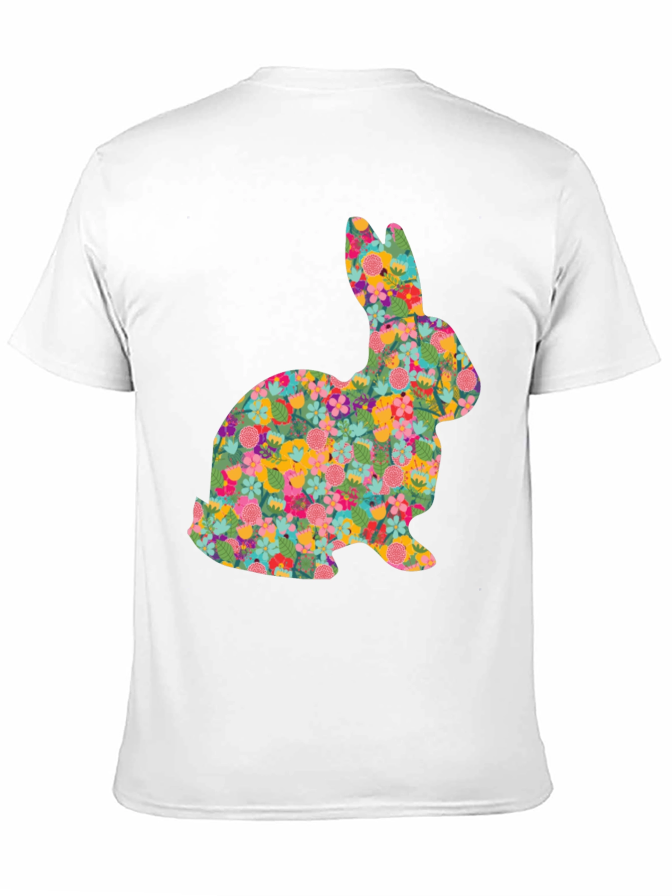 Black Floral Bunny Graphic Tee - Black Cotton Casual Shirt view 11