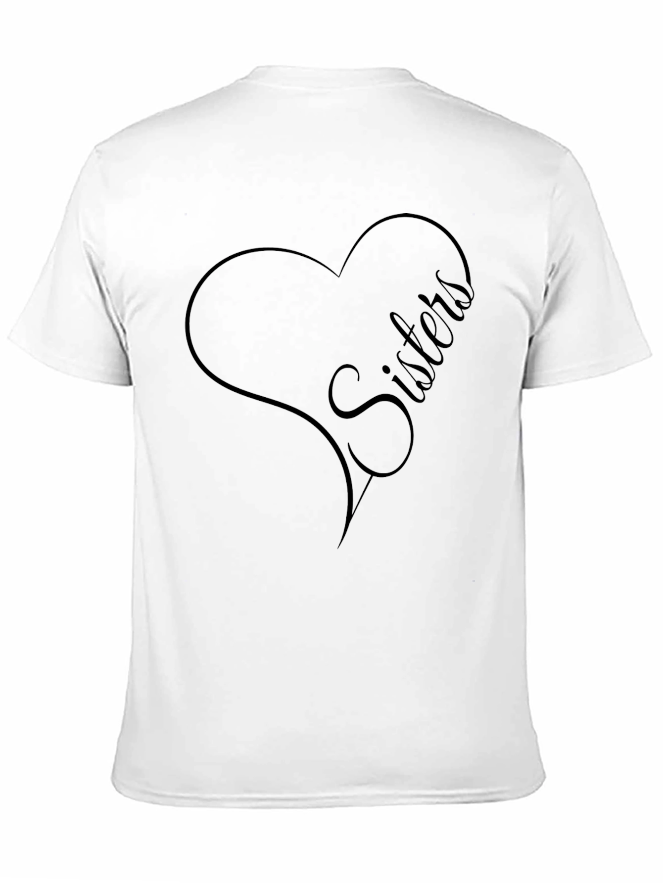 Black Sisters Heart Graphic Tee - Black Cotton Blend Shirt view 11
