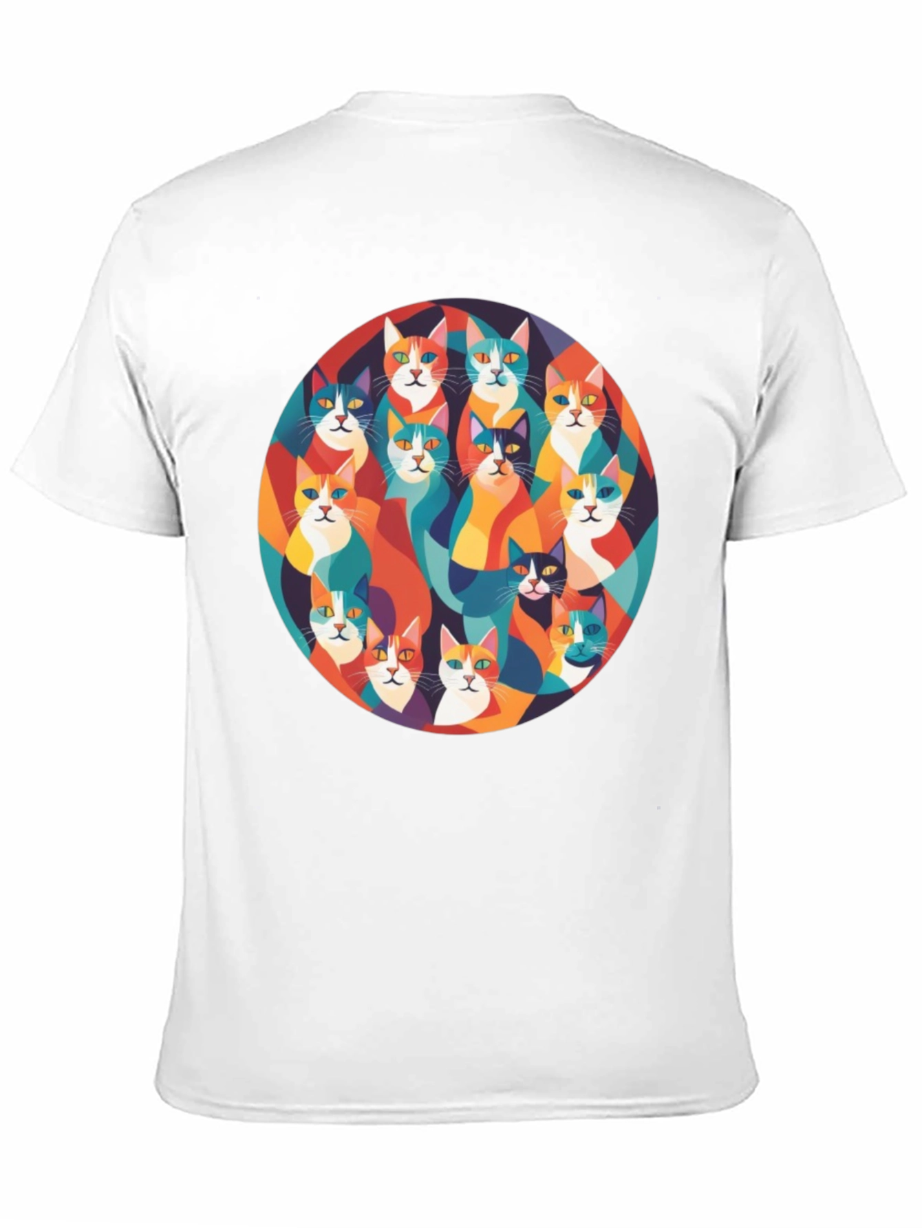 Black Colorful Cats Graphic T-Shirt view 11