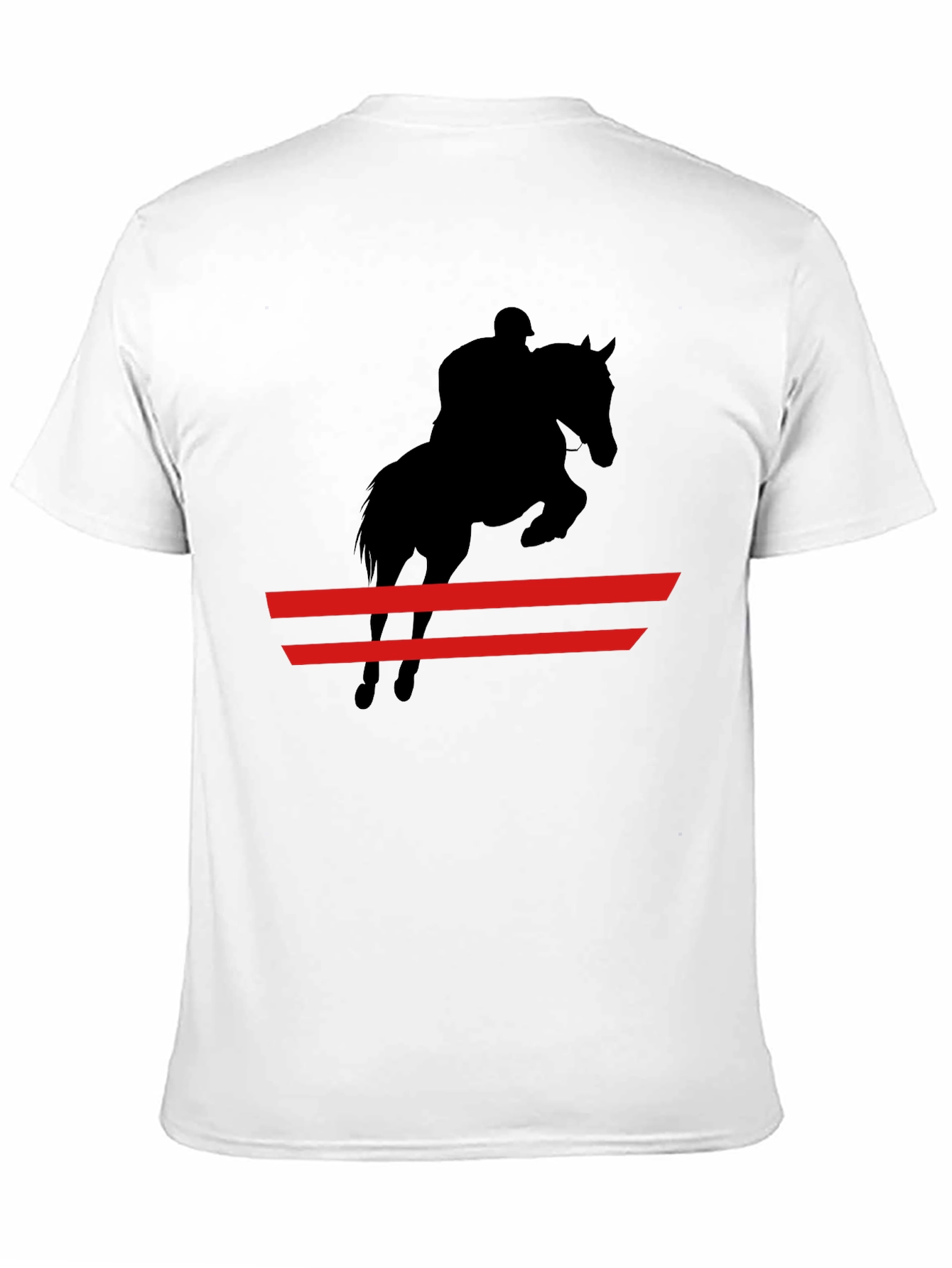 Black Equestrian Black T-Shirt: Horse & Rider Jumping view 11