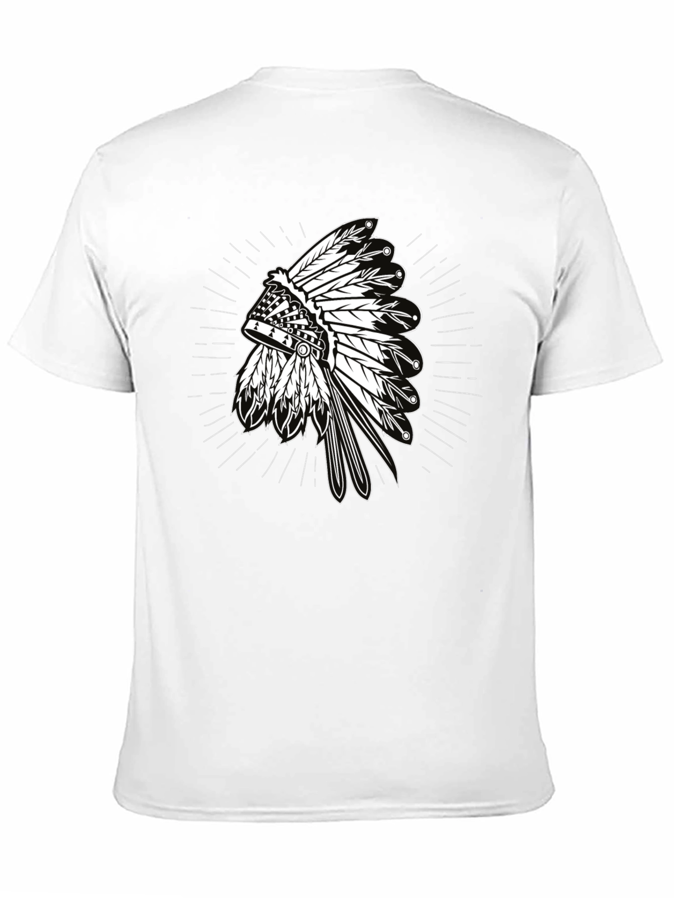 Black Native American Headdress Graphic Black T-Shirt view 11