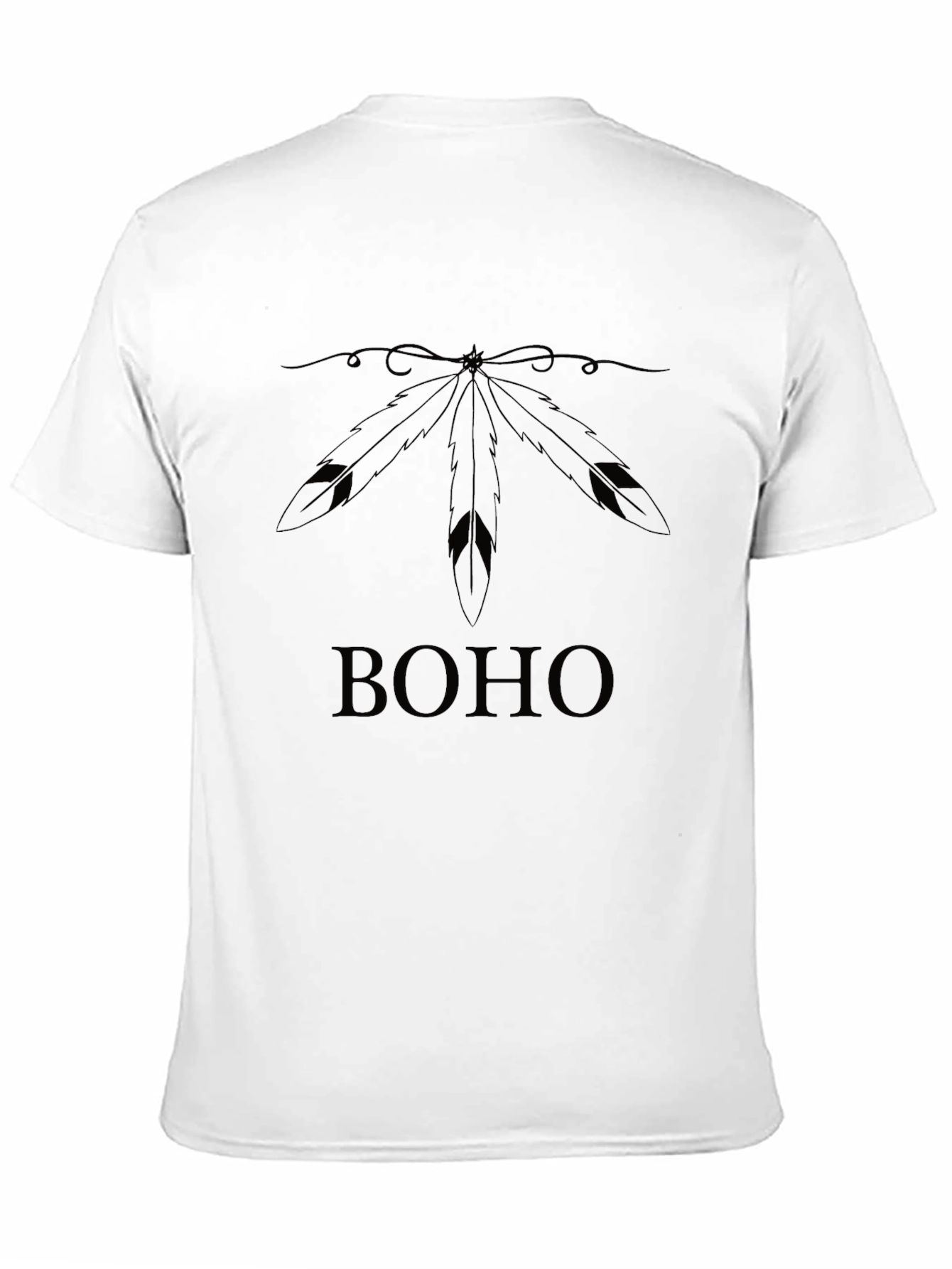 Black Boho Feather Graphic Tee - Black Unisex T-Shirt view 11
