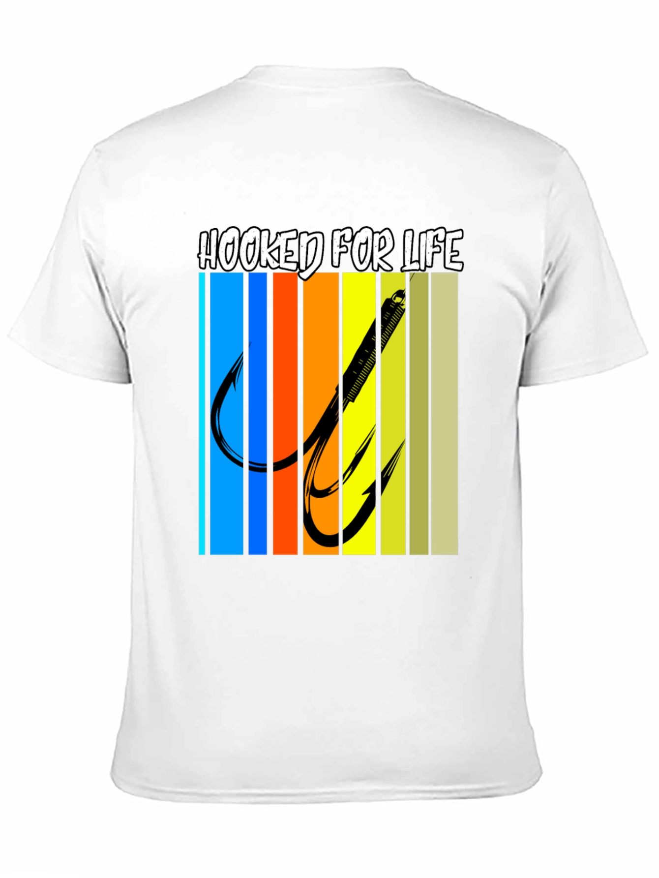Black Hooked for Life Fishing T-Shirt view 11