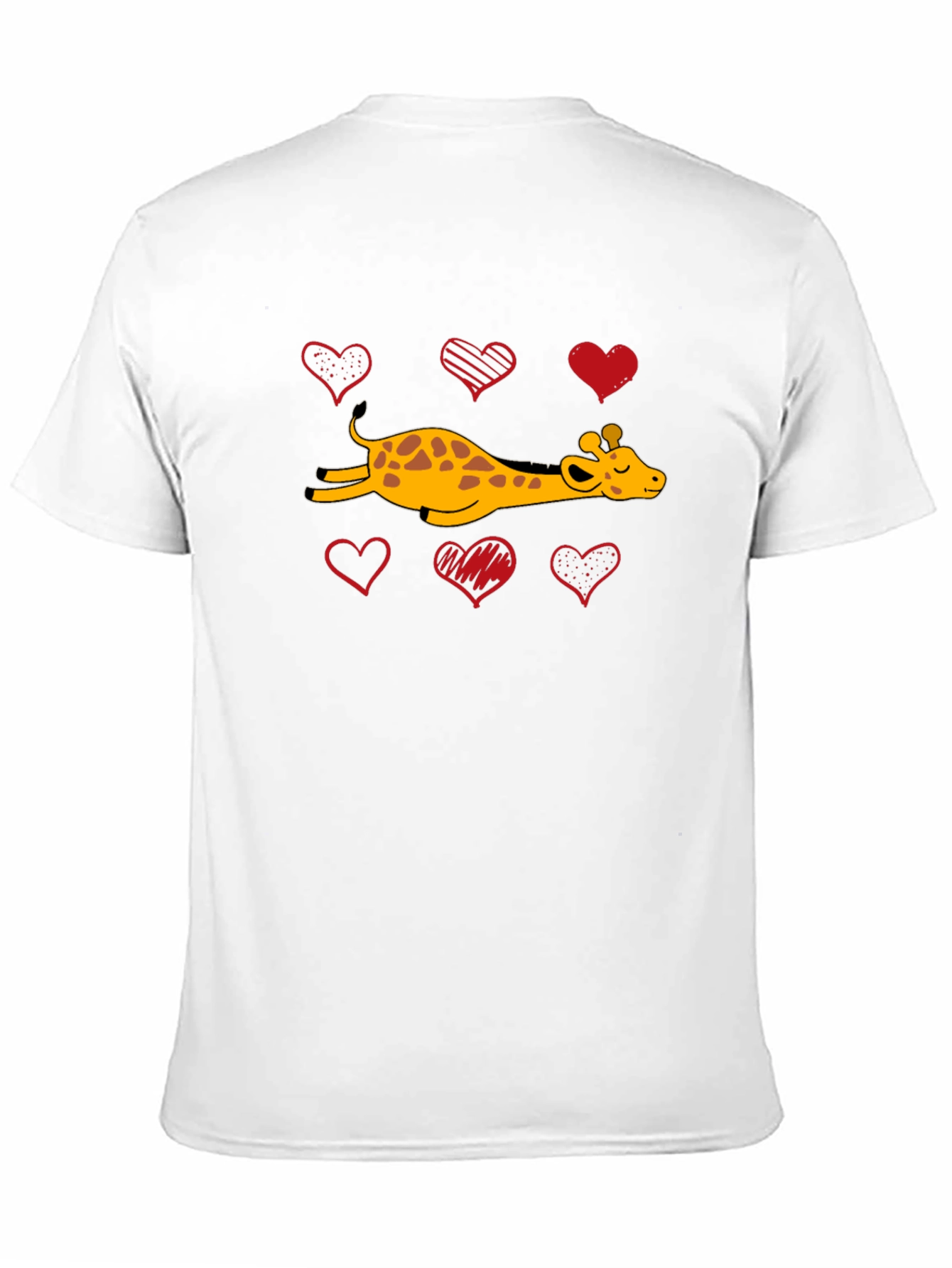 Black Giraffe Love T-Shirt Cute Giraffe and Hearts view 11