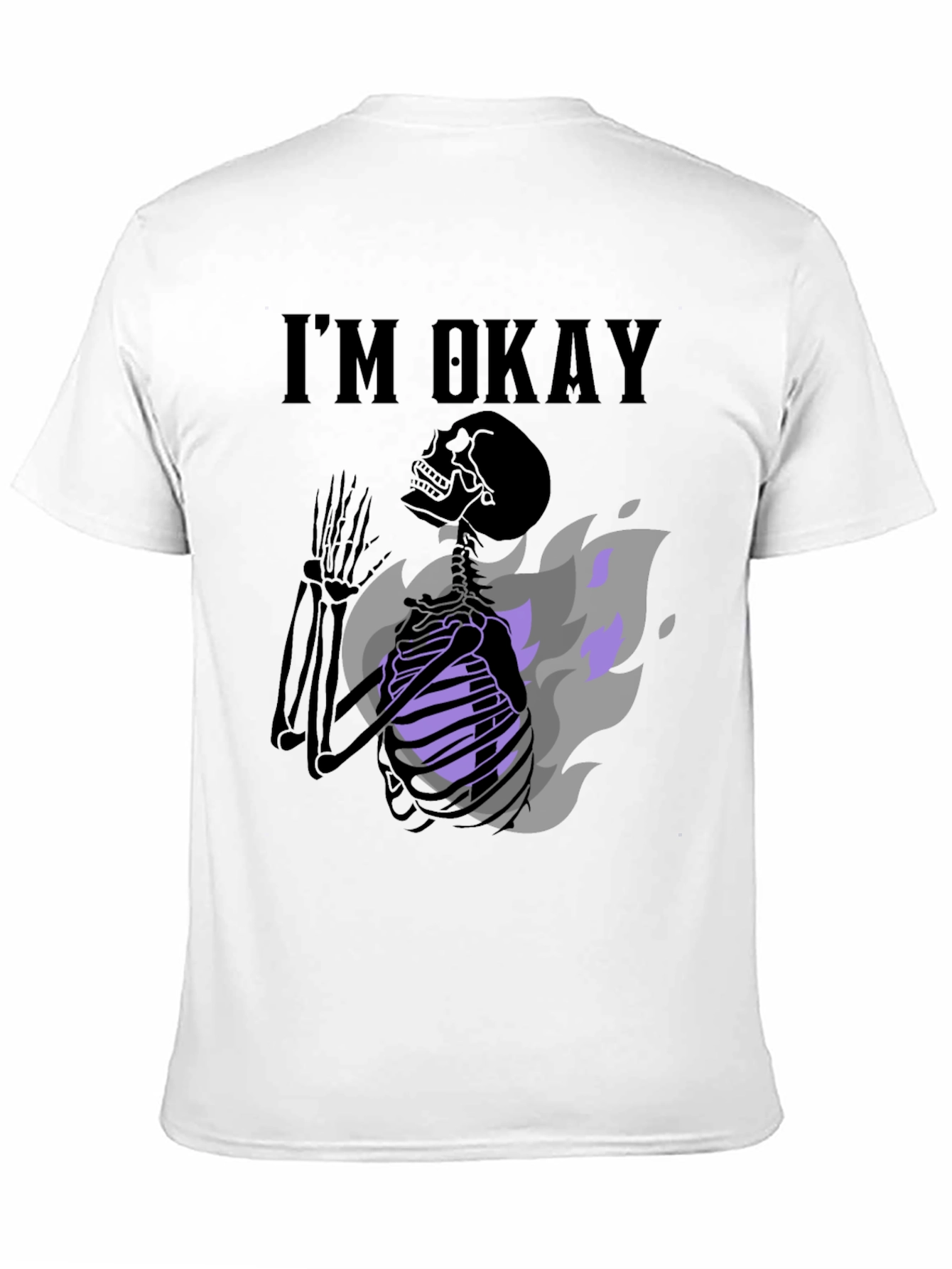 Black I'm Okay Skeleton Graphic Tee - Black view 11