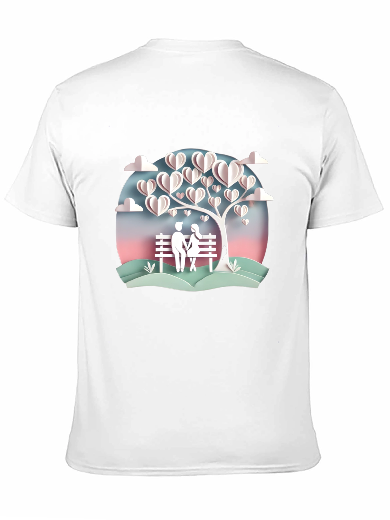 Black Romantic Couple Under Heart Tree Graphic Tee view 11