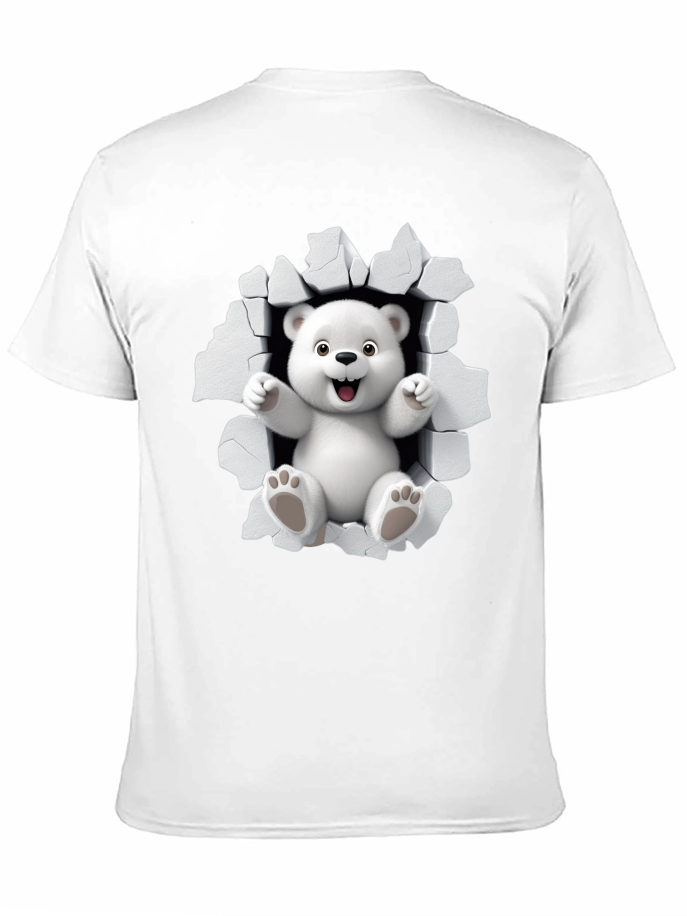 Black Cute Polar Bear 3D Graphic Black T-Shirt view 11