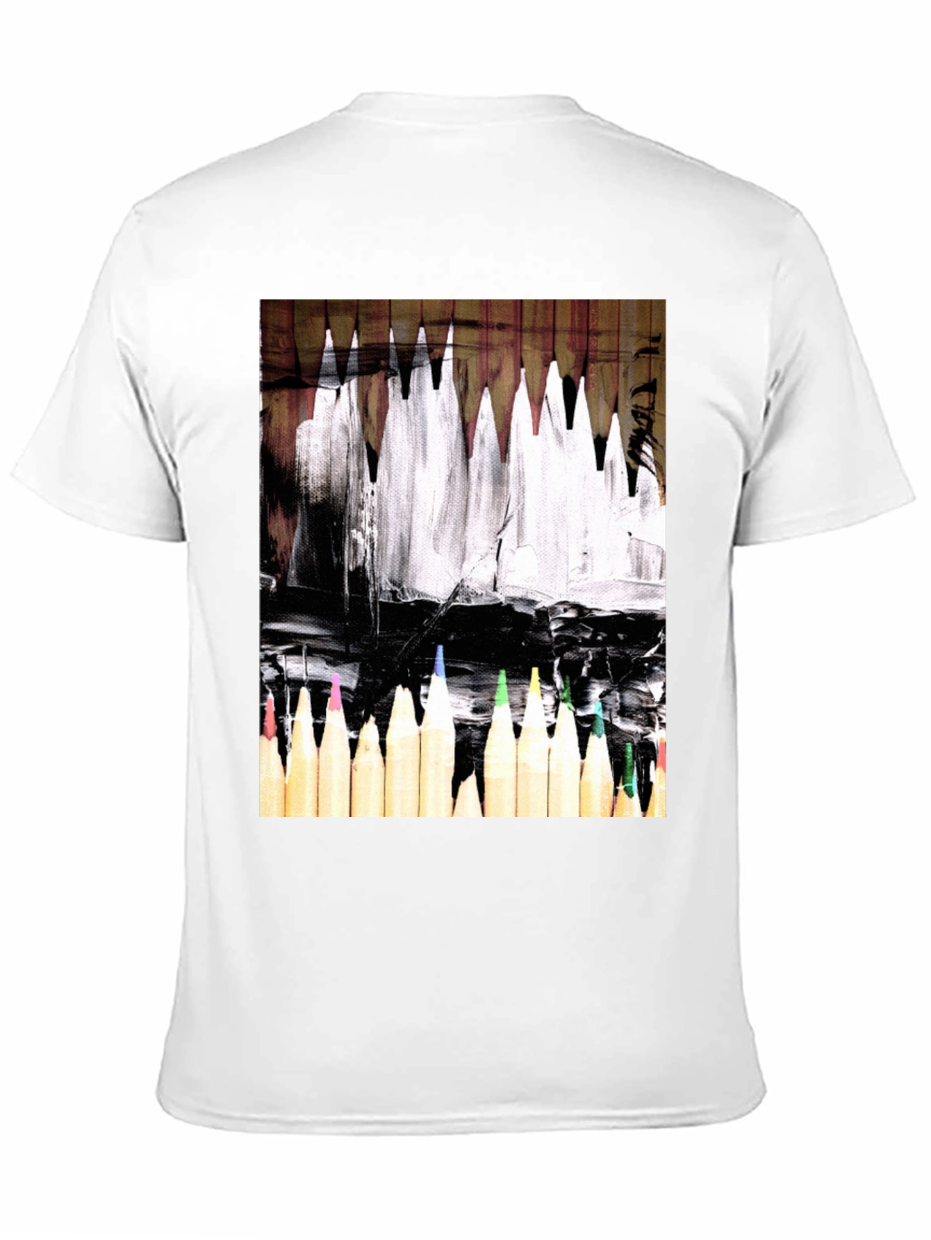 Black Artistic Color Pencil Graphic Tee - Black view 11