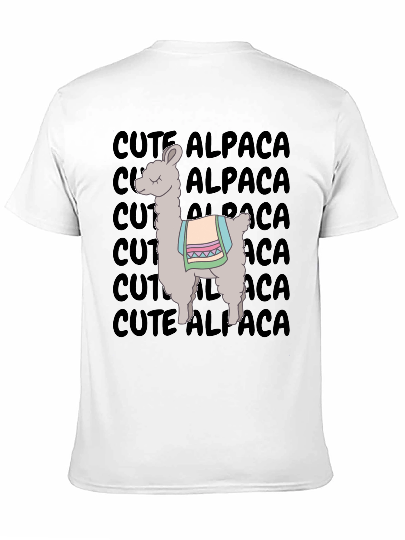 Black Cute Alpaca Graphic T-Shirt - Unisex Black Tee view 11
