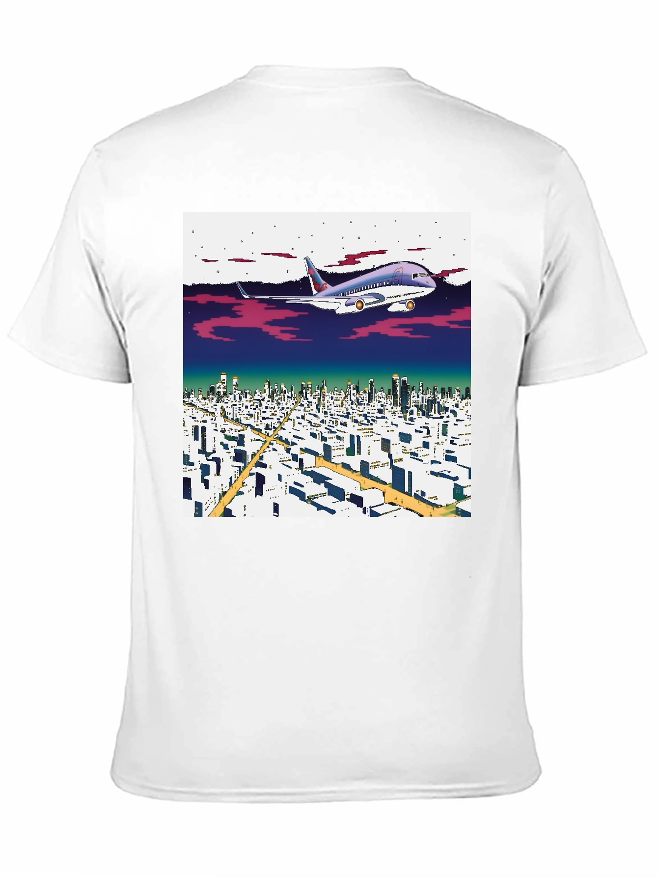 Black Retro Plane Over City T-Shirt view 11