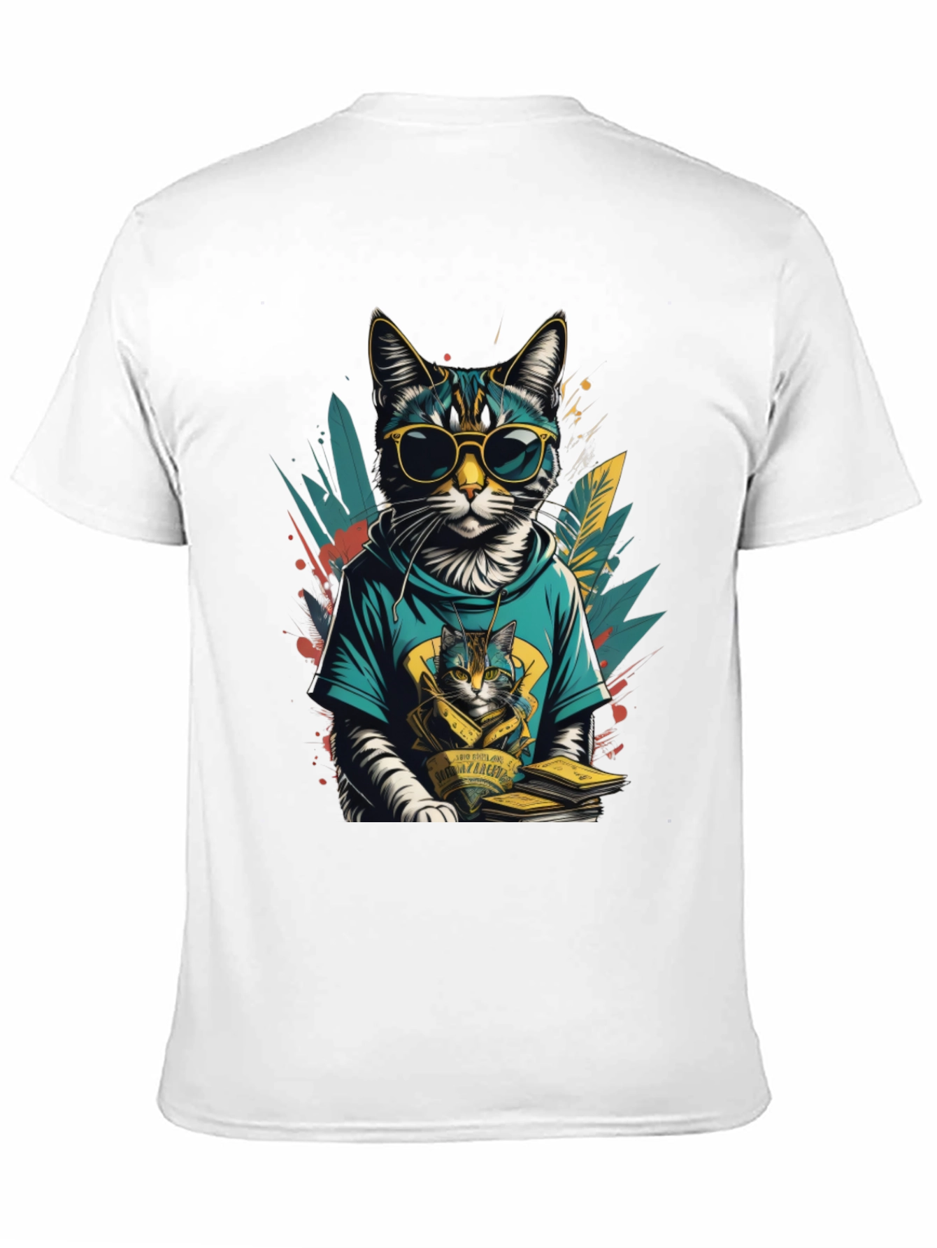 Black Cool Cat Graphic Tee - Stylish & Unique view 11