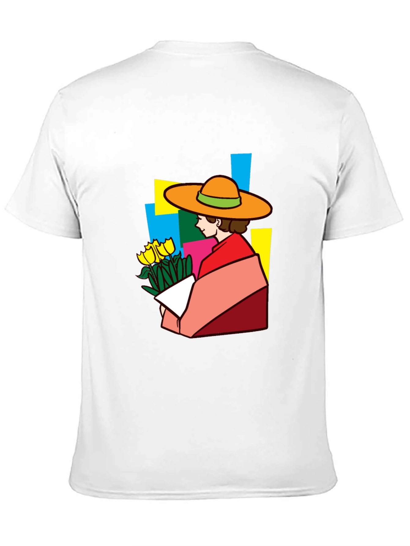 Black Stylish Graphic Tee - Woman with Flowers view 11