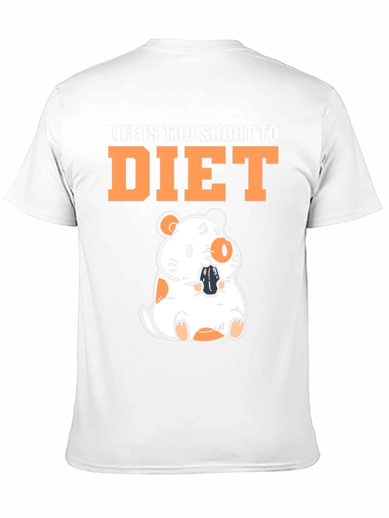 Black Funny Hamster "Life is Too Short to Diet" Black T-Shirt view 11