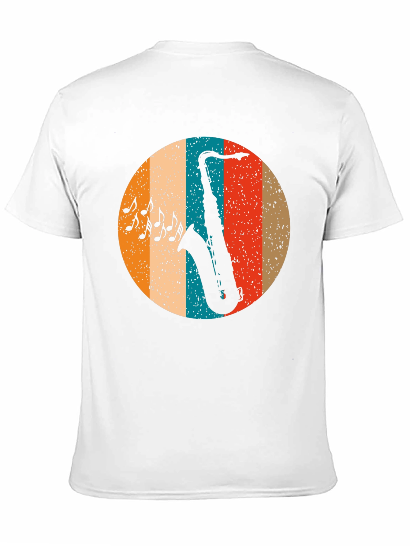 Black Retro Saxophone Music T-Shirt view 11