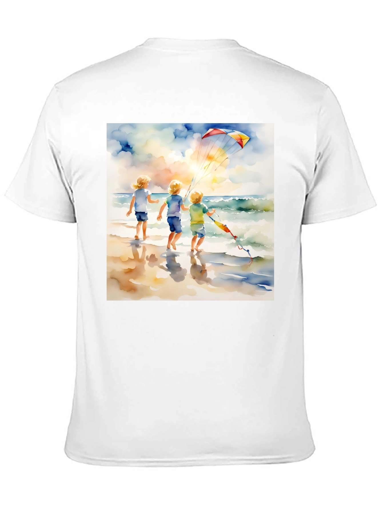 Black Watercolor Beach Kite T-Shirt view 11