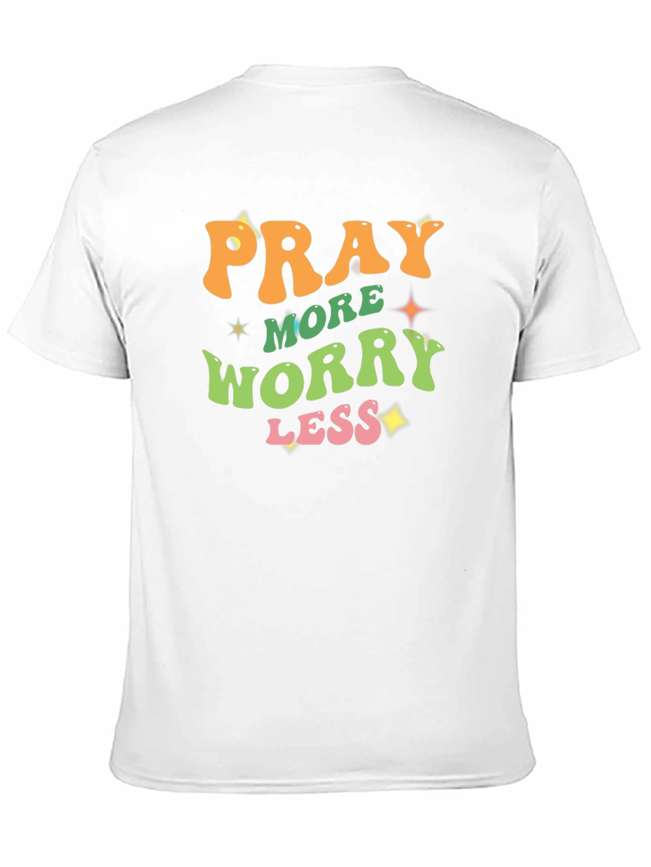 Black Pray More Worry Less Black T-Shirt view 11