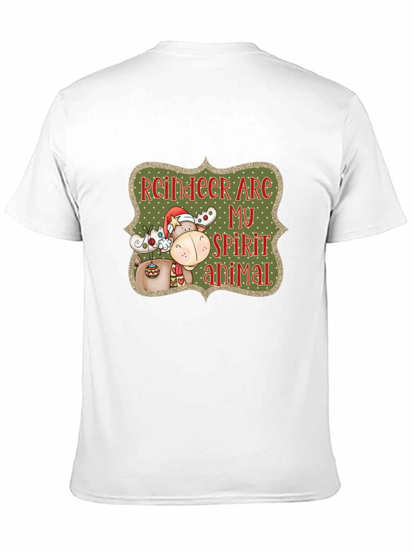 Black Reindeer Spirit Animal Christmas Graphic Tee view 11