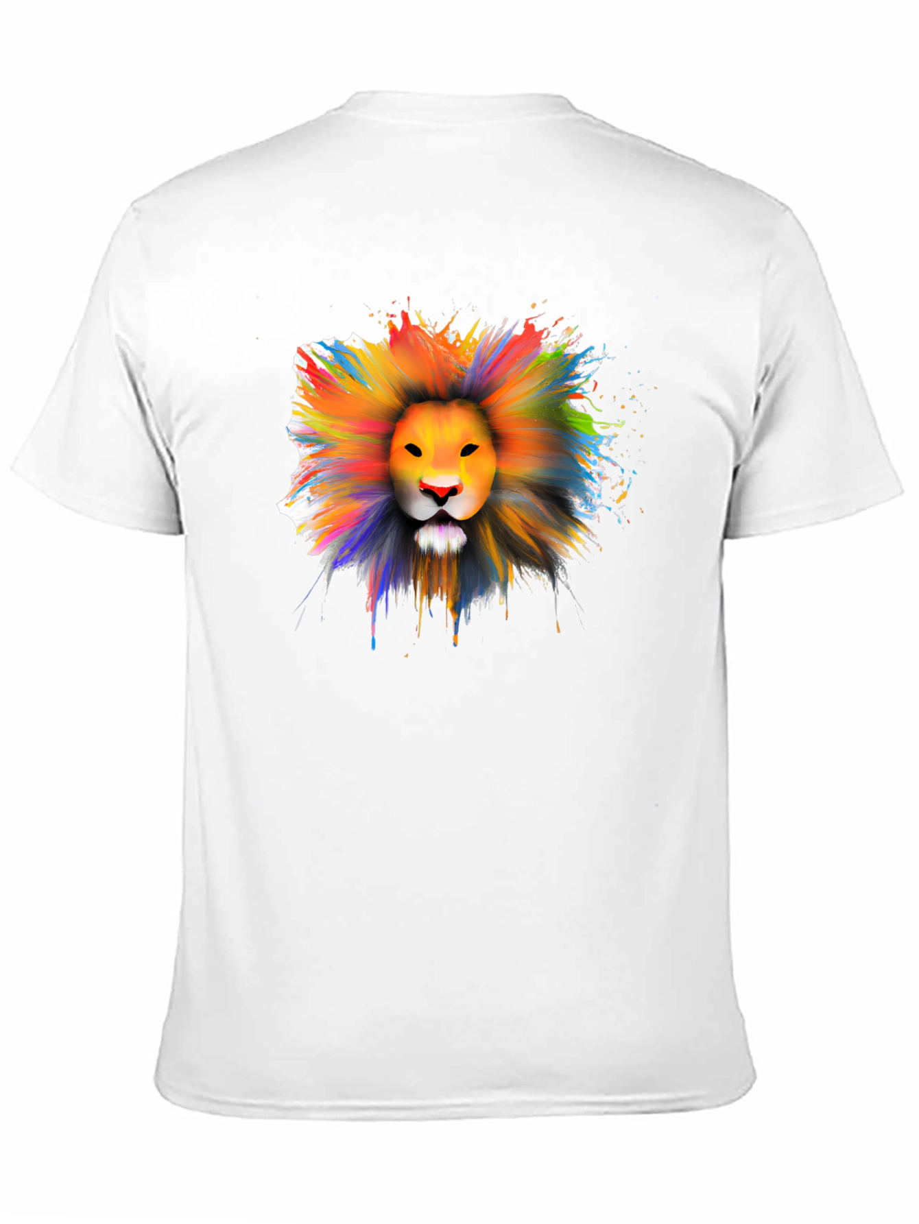 Black Colorful Lion Graphic T-Shirt - Artistic Crew Neck Tee view 11