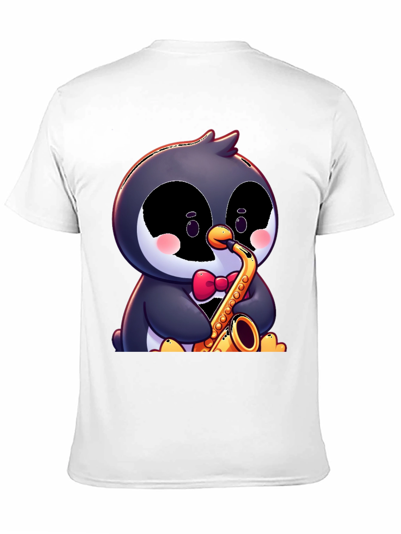Black Penguin Saxophone T-Shirt - Fun Cartoon Design view 11