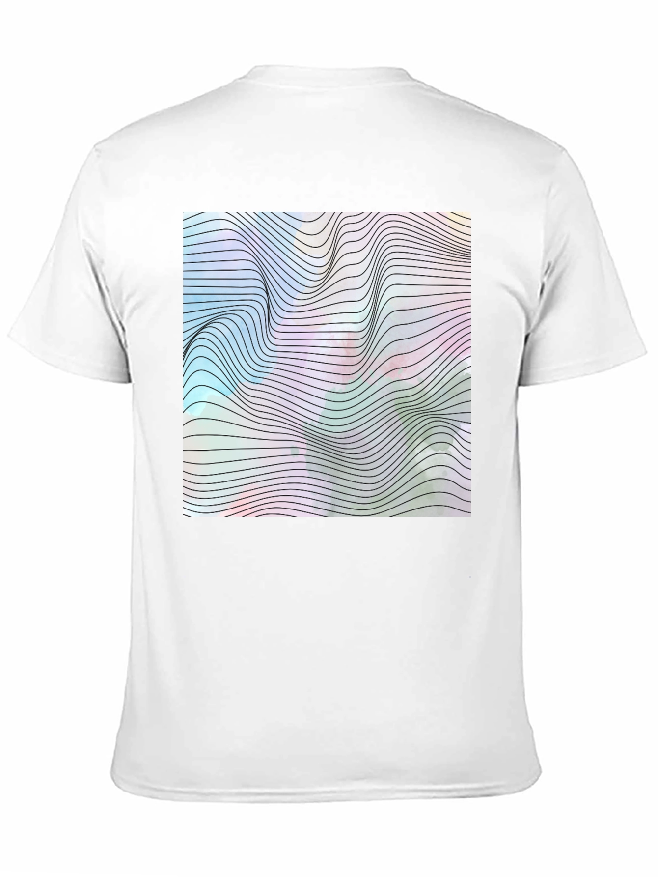 Black Abstract Wave Graphic Tee - Modern Black T-Shirt view 11