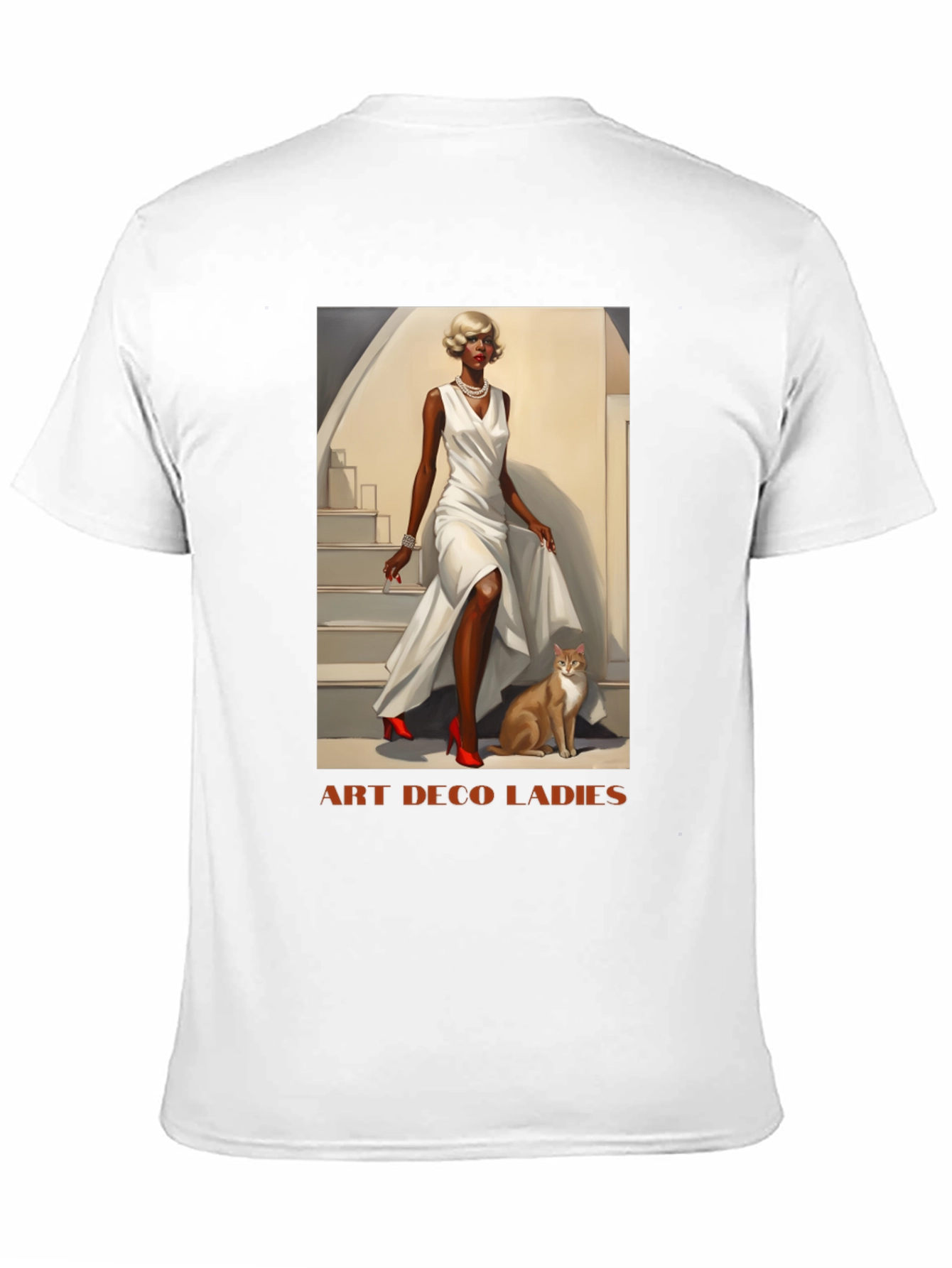Black Art Deco Ladies Graphic T-Shirt view 11