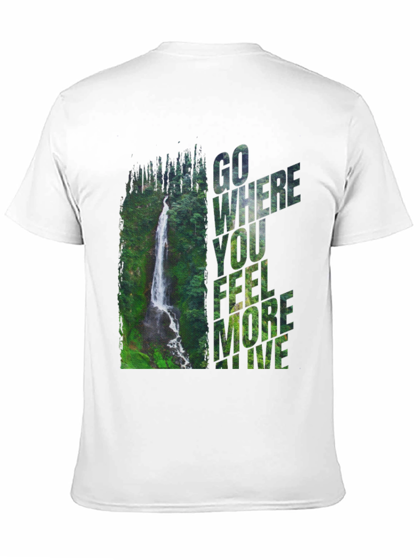Black Waterfall Graphic Tee - 'Go Where You Feel More Alive' view 11