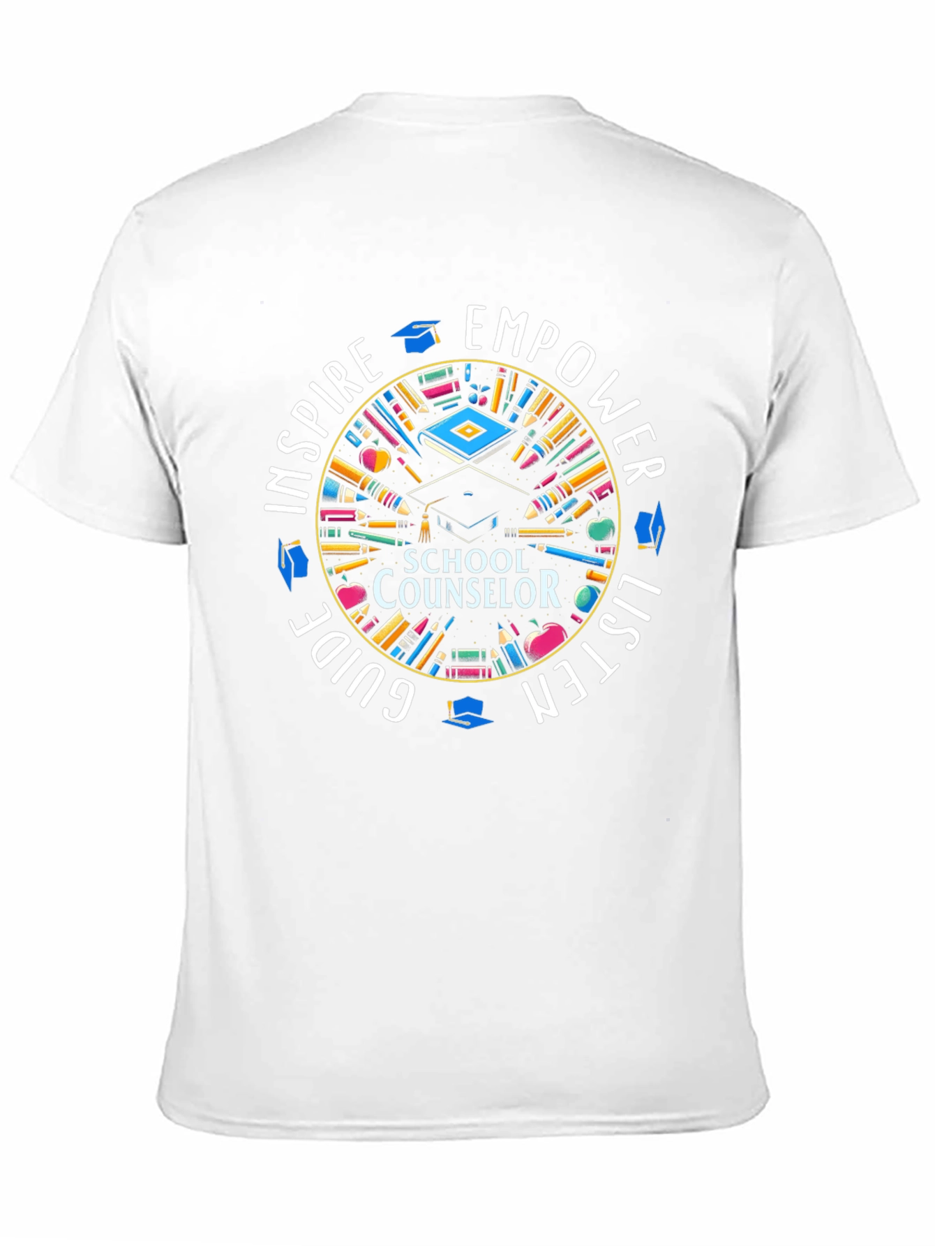 Black School Counselor Inspire Empower T-Shirt view 11