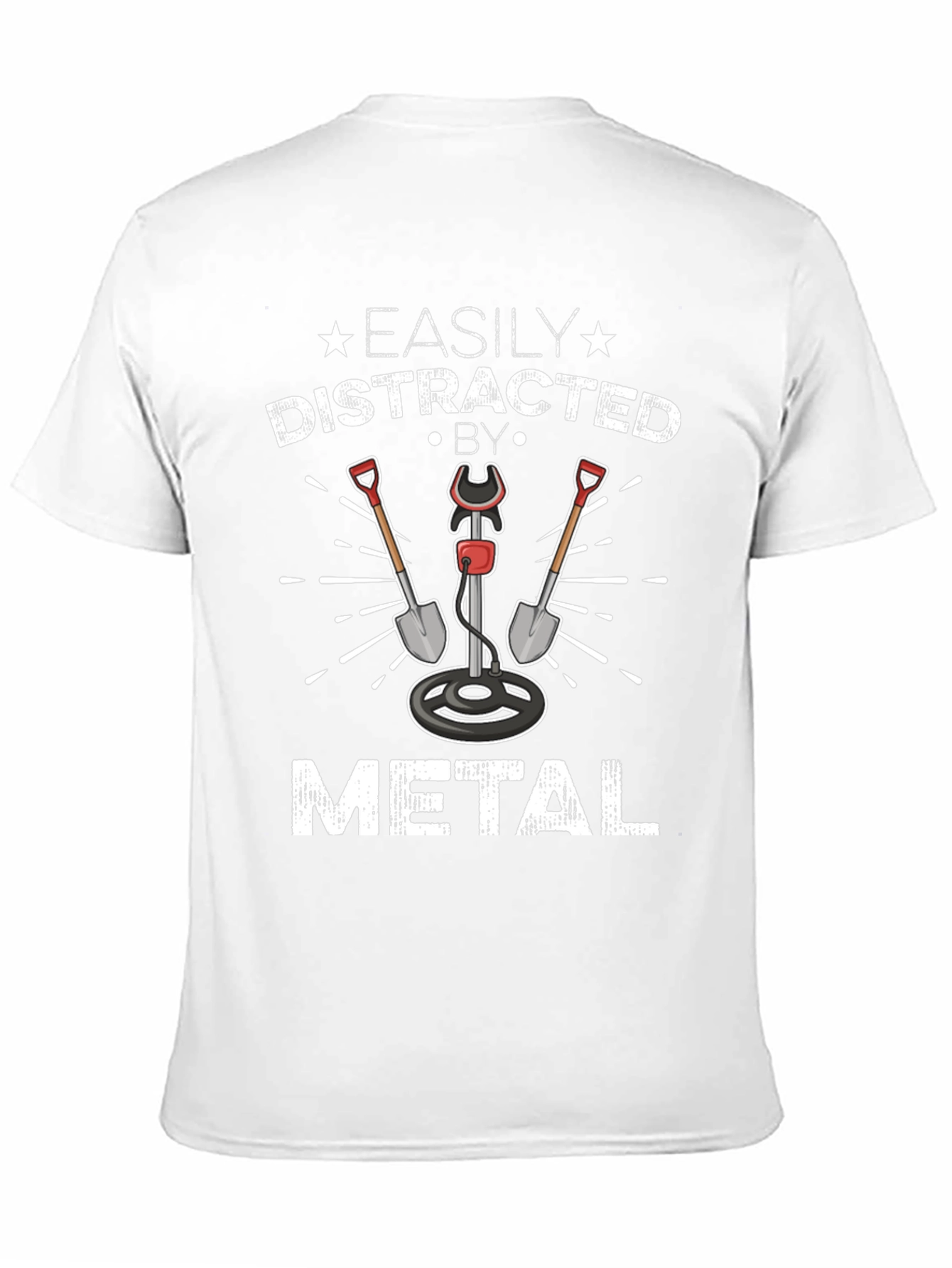 Black Easily Distracted By Metal Detecting Black T-Shirt view 11