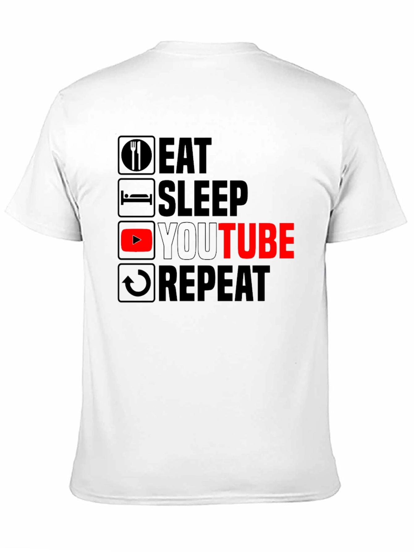 Black Eat Sleep YouTube Repeat Black Graphic Tee view 11