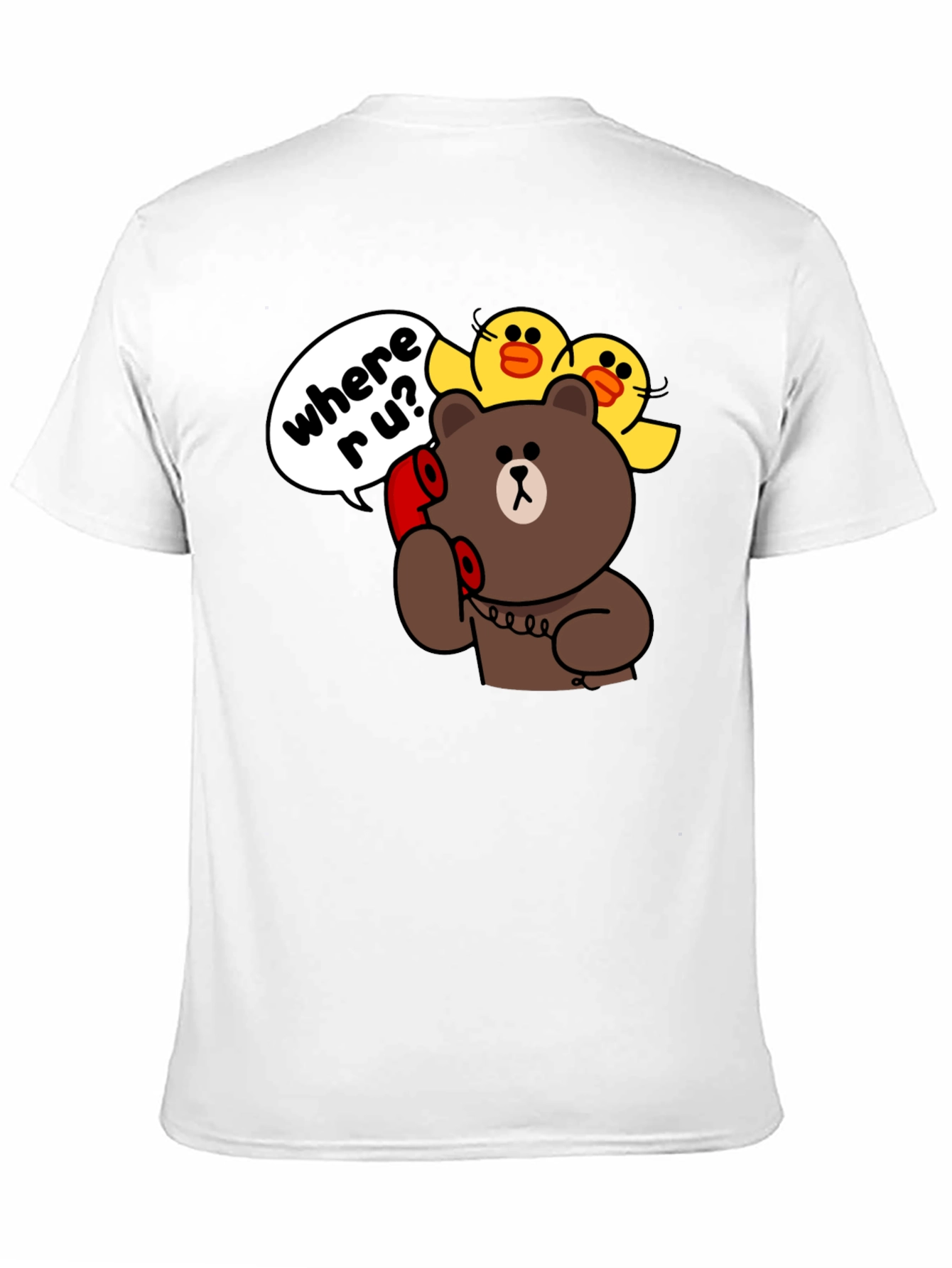 Black Cartoon Bear & Duck Graphic T-Shirt view 11