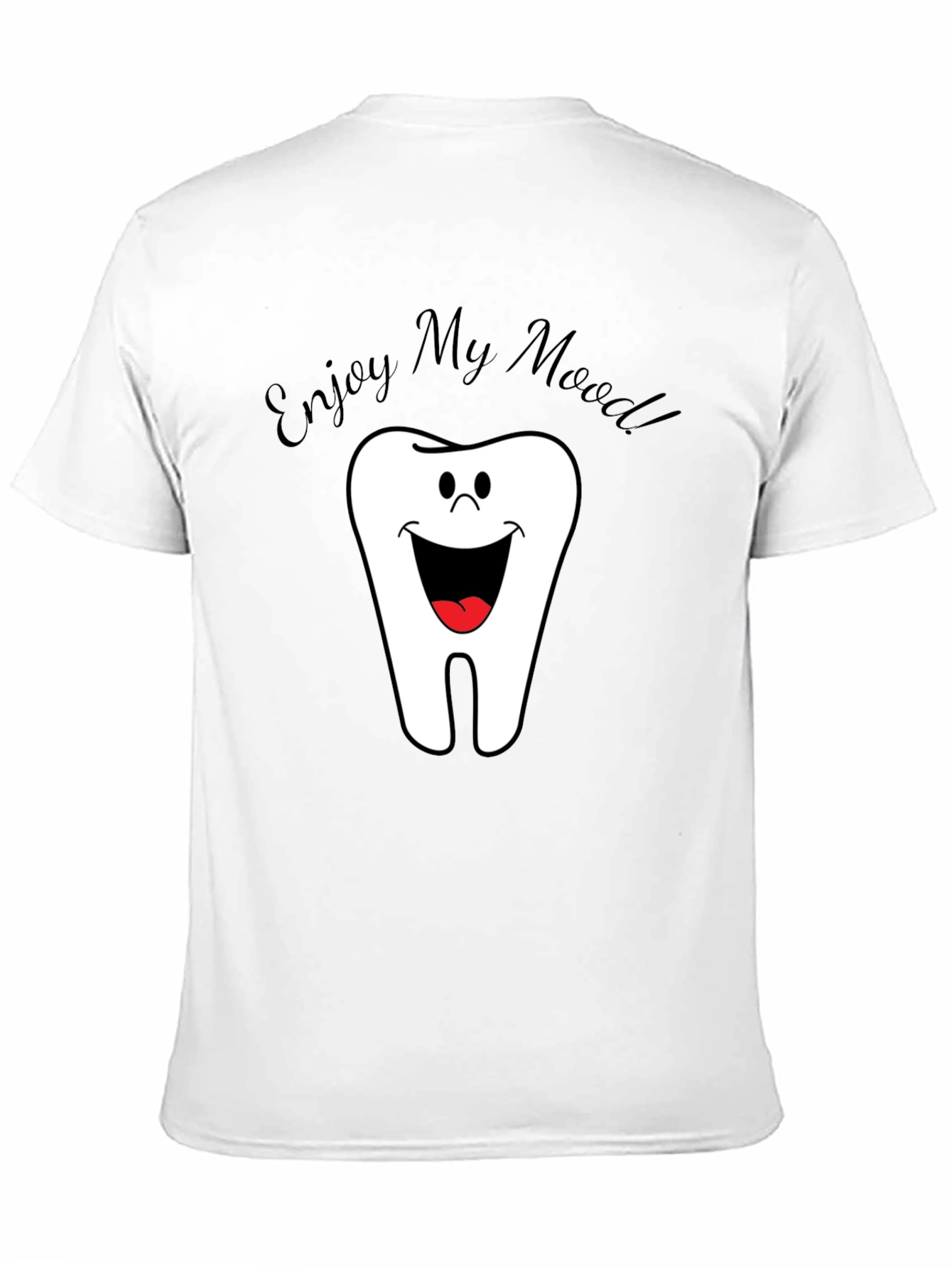Black Funny Tooth Cartoon Men's Black T-Shirt view 11