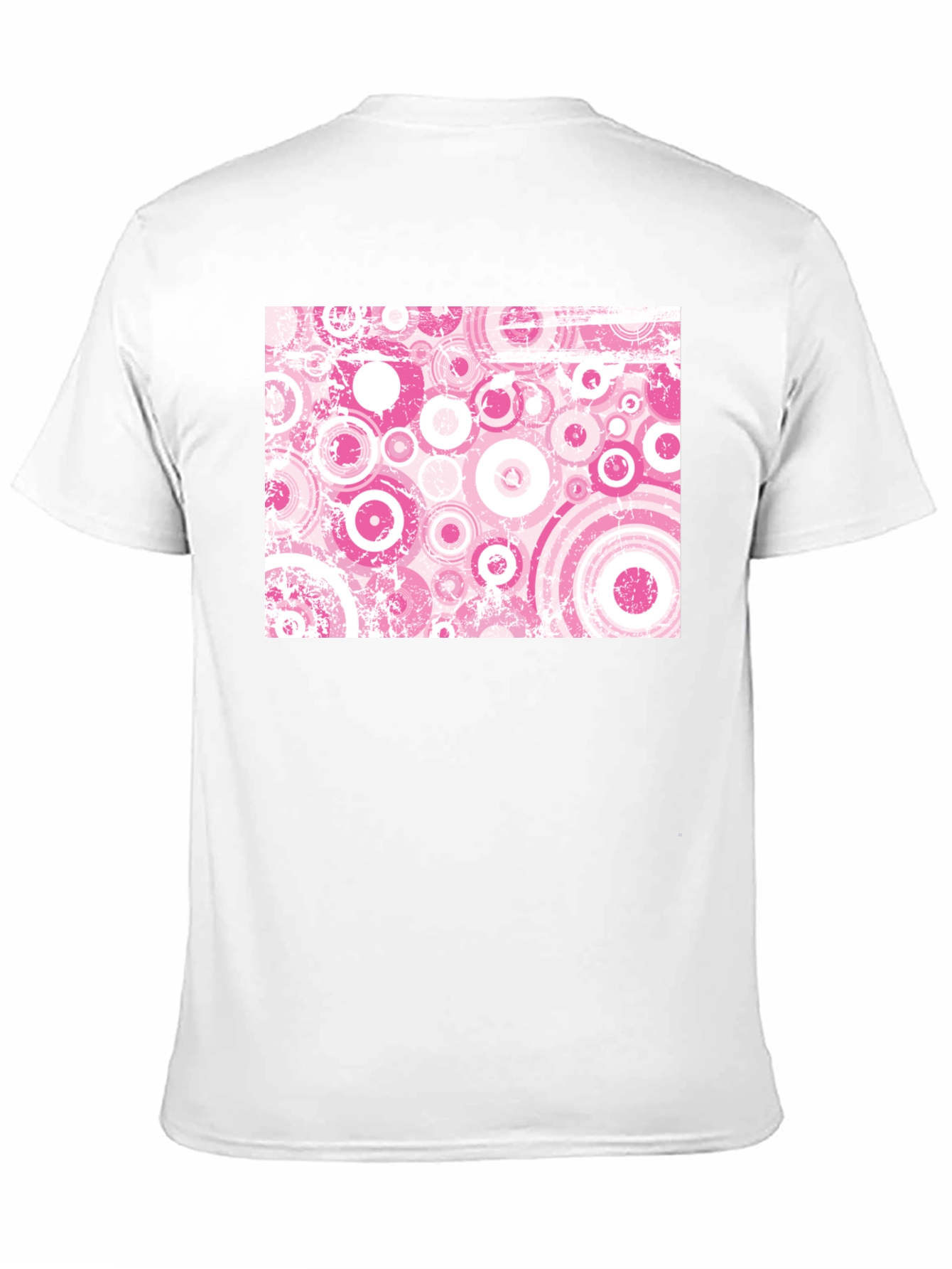 Black Retro Pink Circle Pattern Black T-Shirt view 11