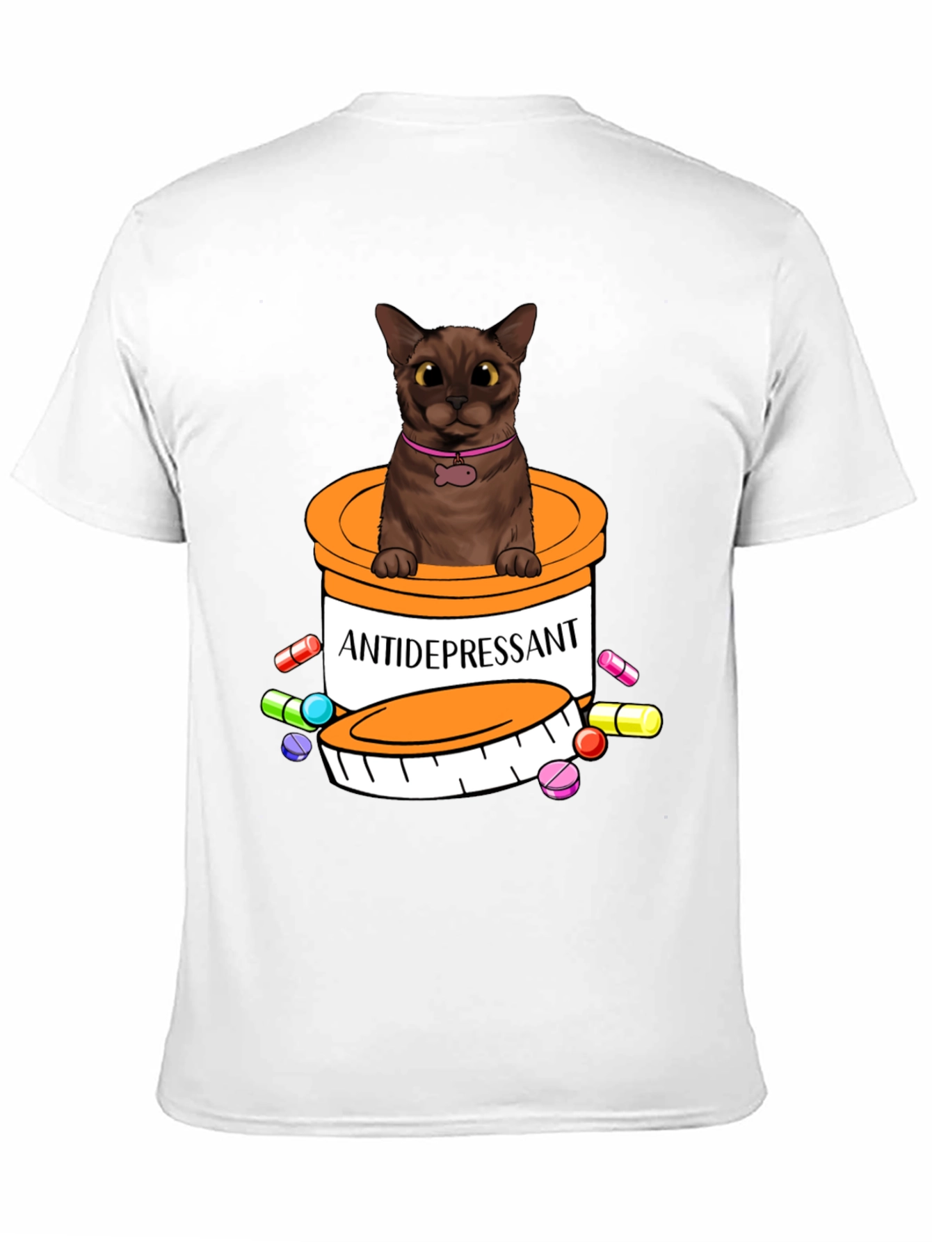 Black Cat Antidepressant Pill Bottle Graphic Tee view 11