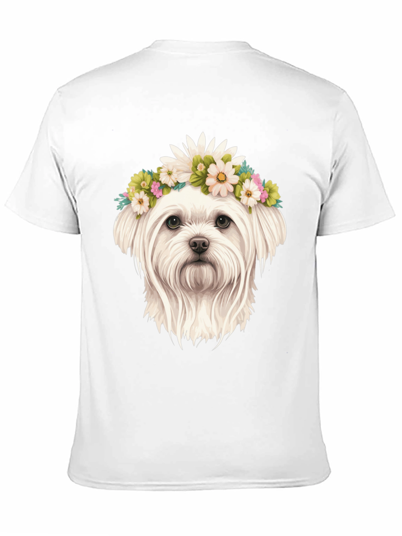 Black Dog with Floral Crown Black T-Shirt view 11