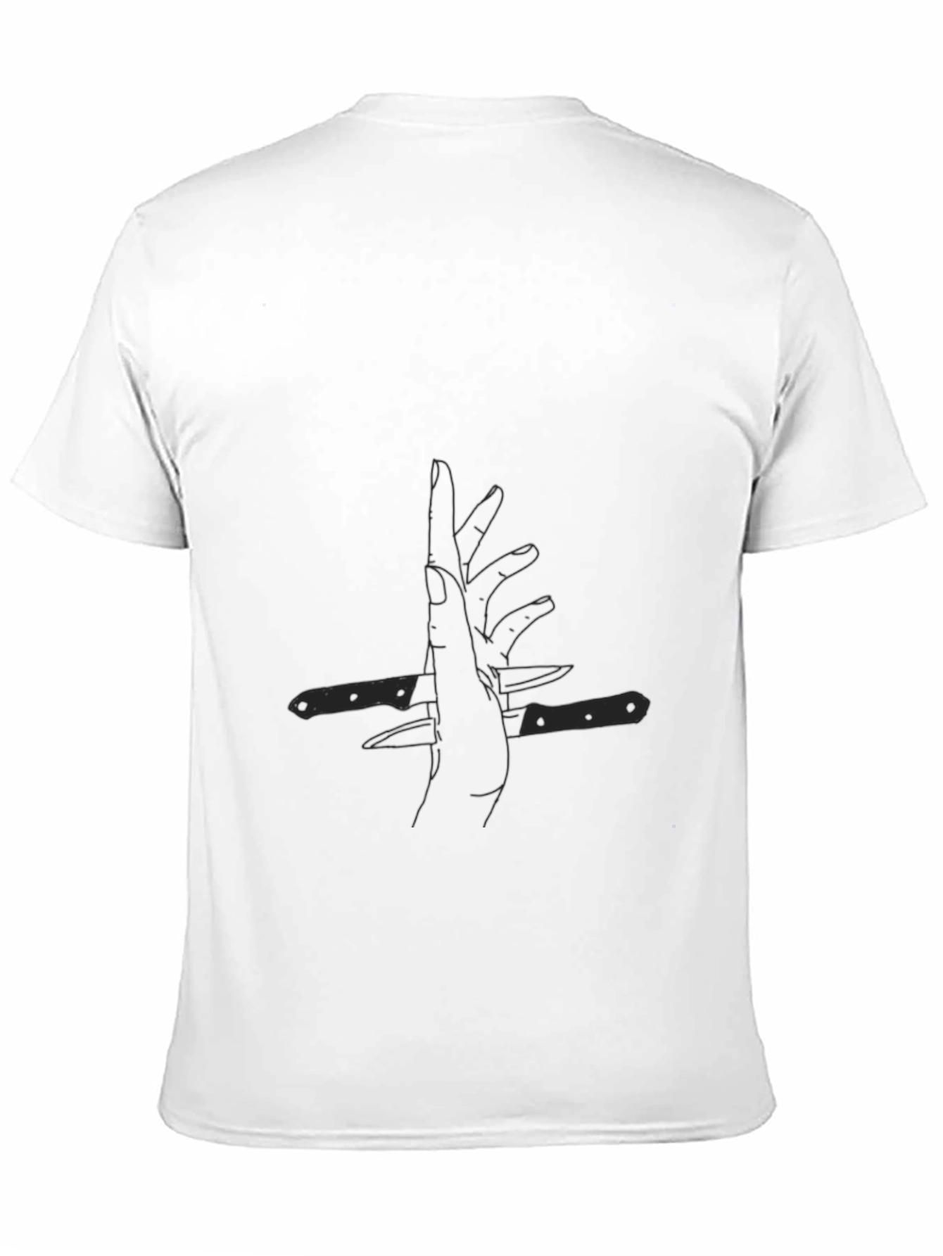 Black Abstract Hand & Knife Graphic Black Tee view 11