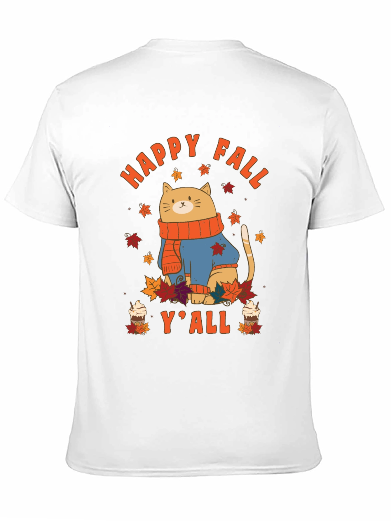 Black Happy Fall Y'all Cat T-Shirt view 11